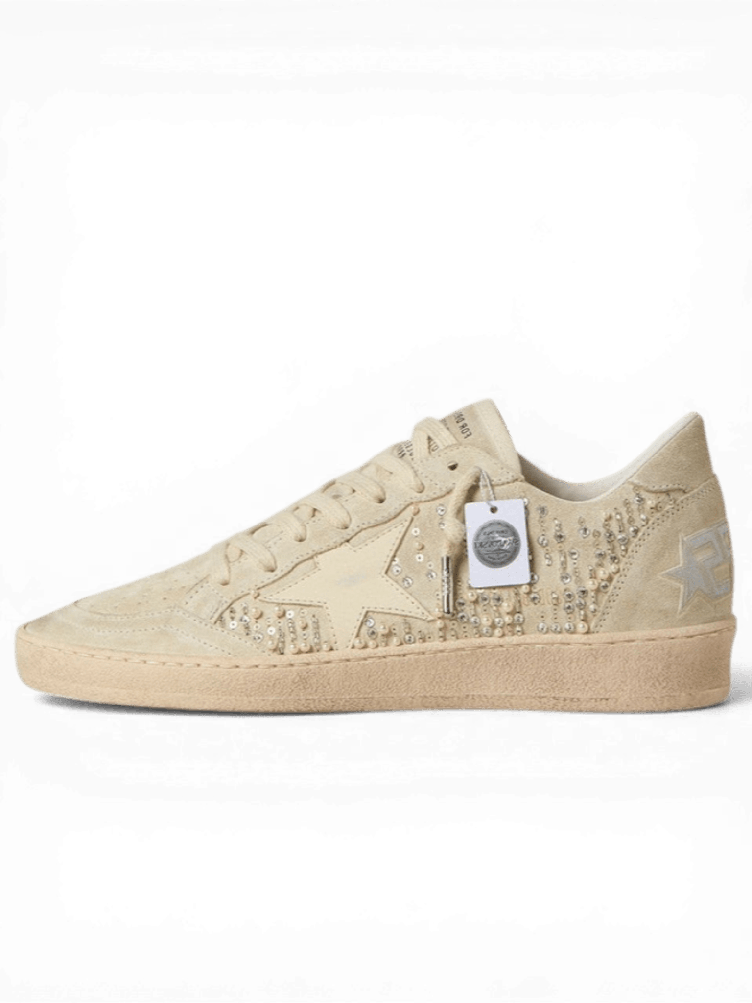 Golden Goose Ball Star In Suede With Swarovski Crystals And Pearls And Leather Star