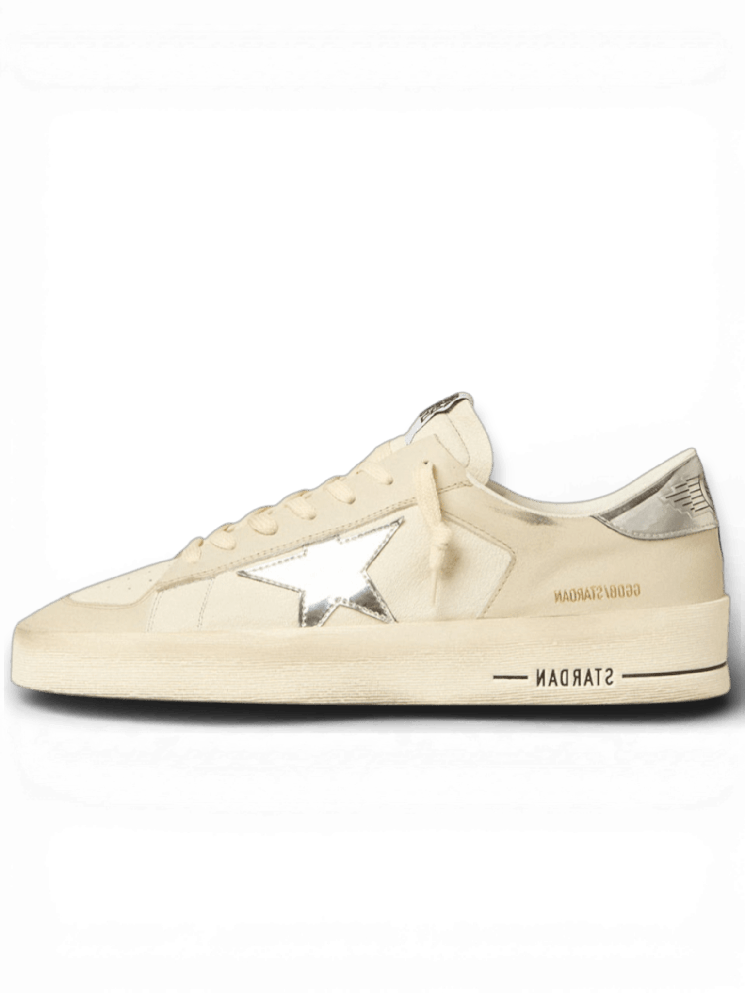 Golden Goose Men's Stardan White Cream Silver