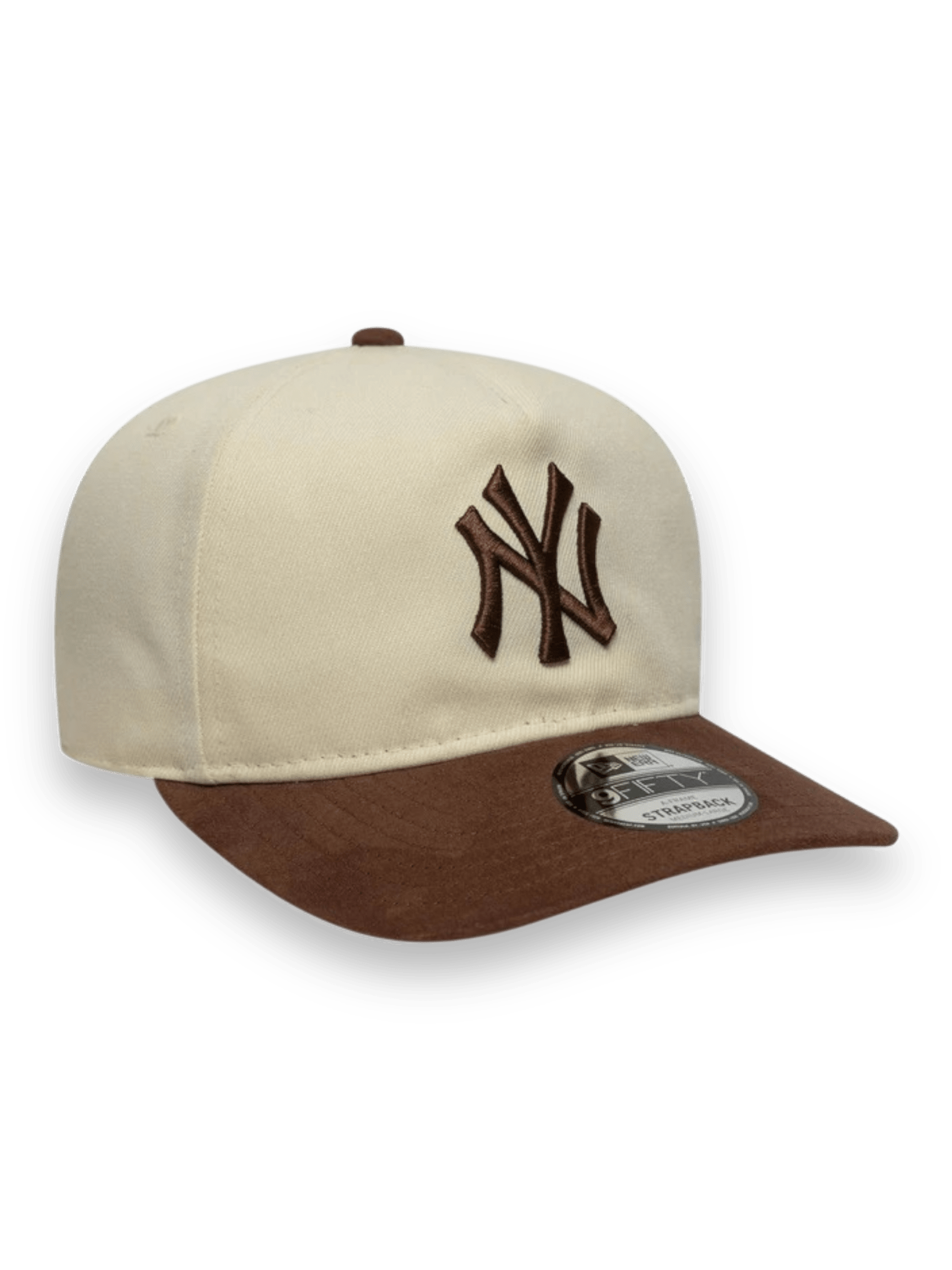 Yankees MLB Suede Visor Light Beige 9FIFTY A-Frame Snapback Cap