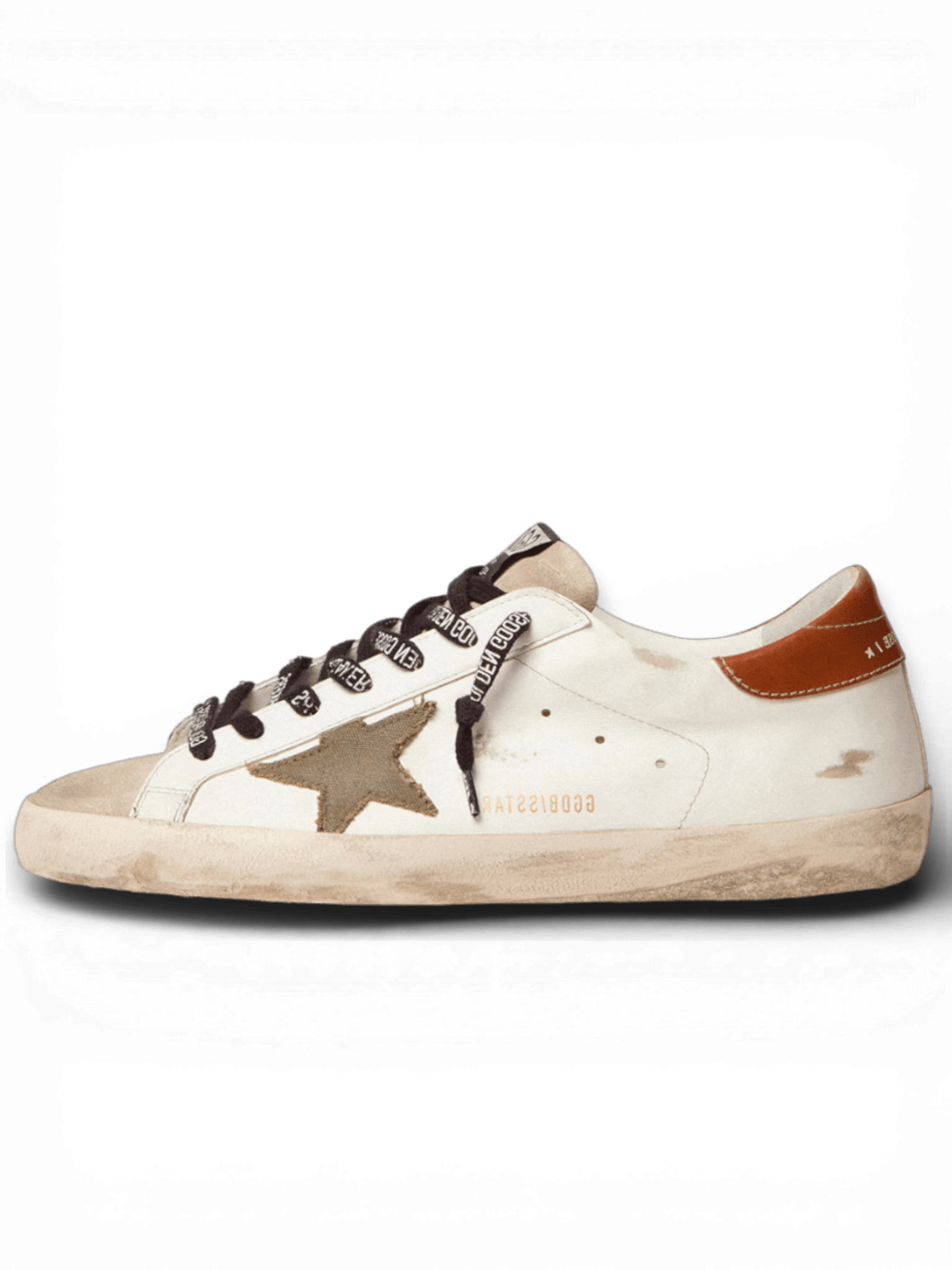 Golden Goose Super-Star White Olive Green Brown Heel