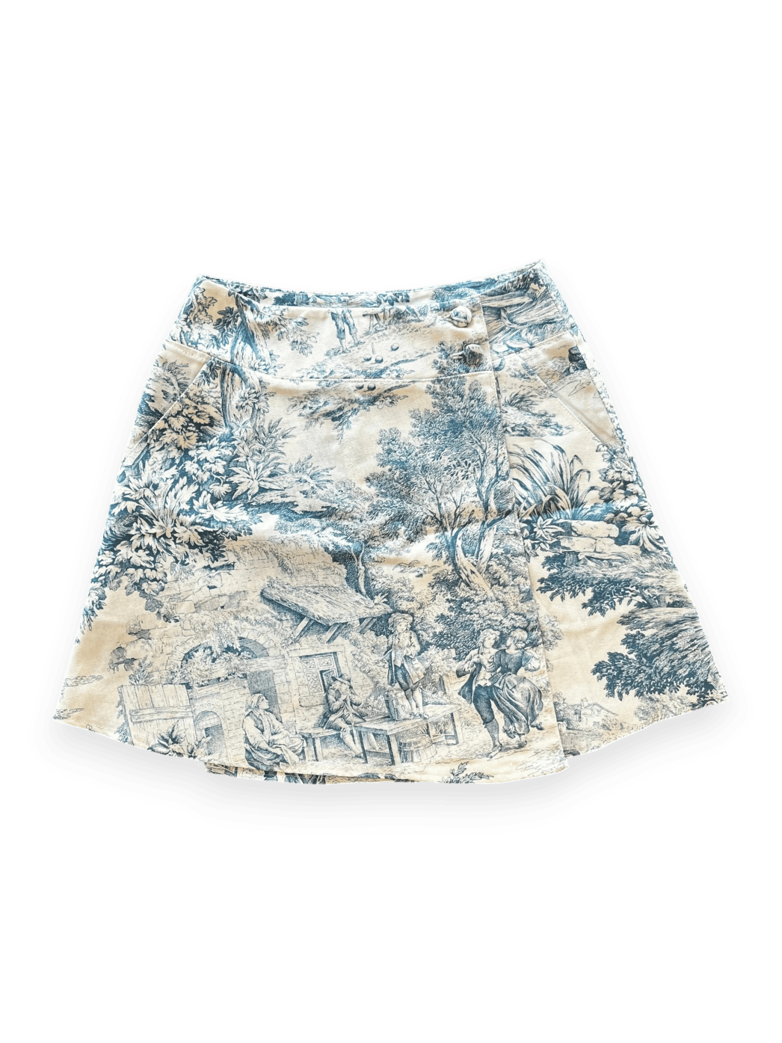 Franck Same Cotton Wrap Mini Skirt With Toile De Jouy Print
