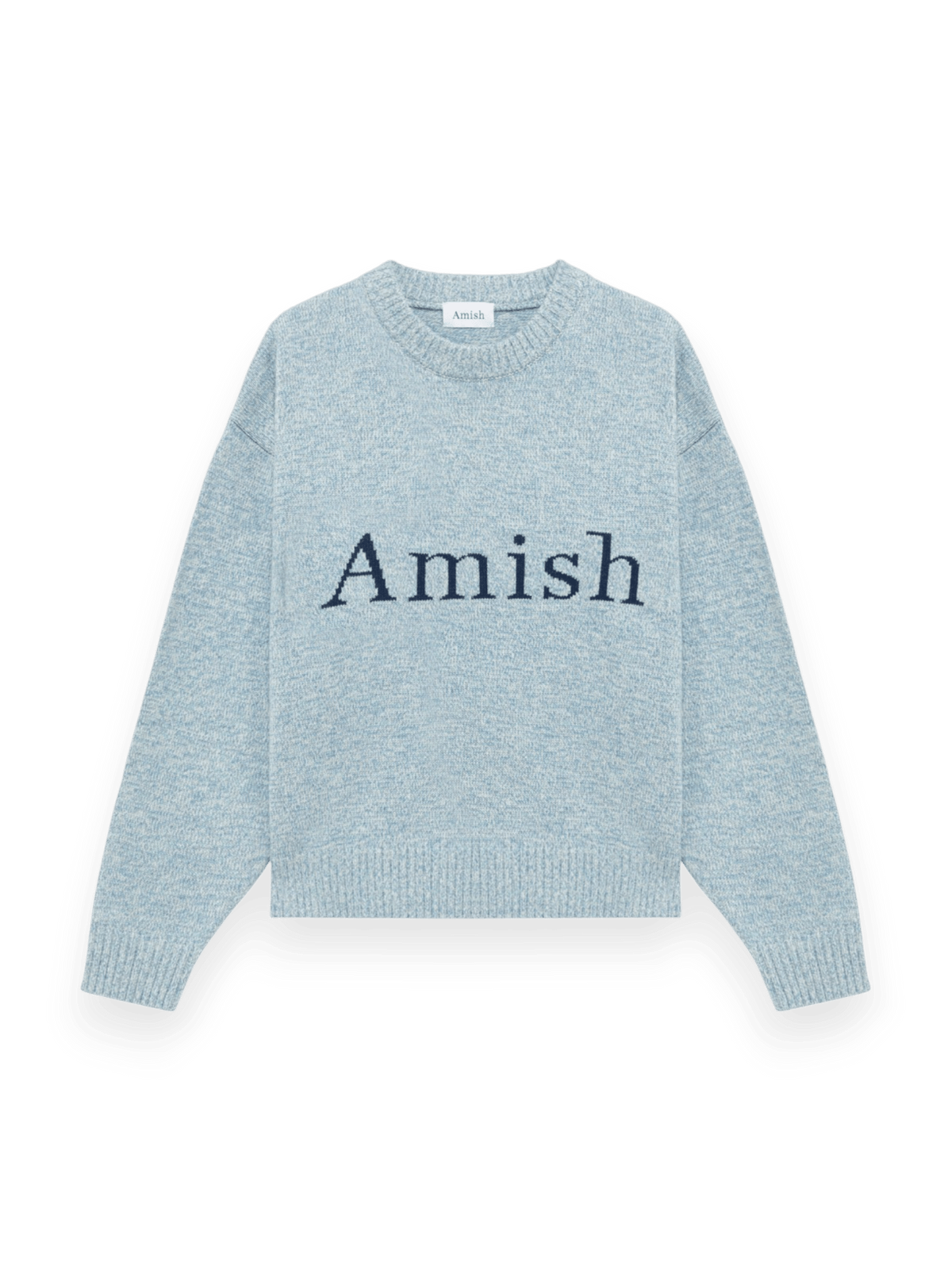 Amish Crew Neck Sweater With Logo Dust Blue