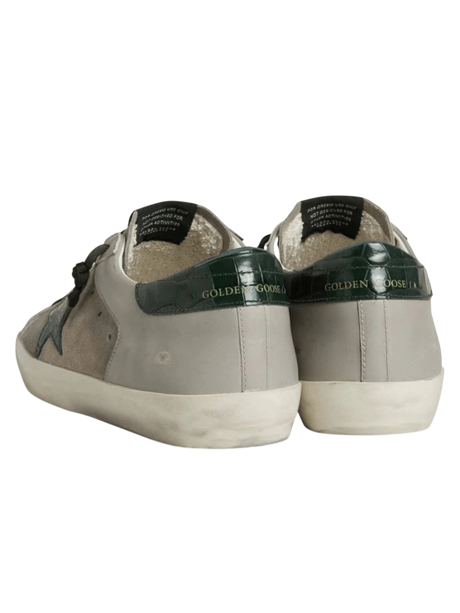 Golden Goose Super-Star Nappa And Suede With Green Croc-Print Leather Star