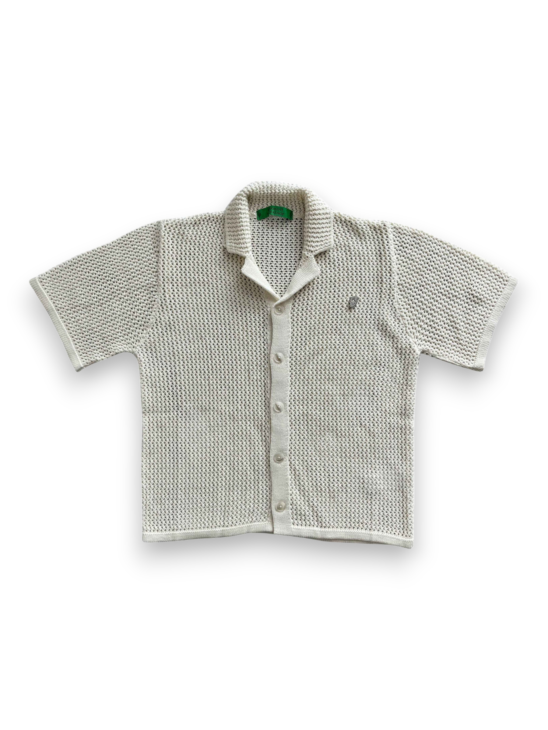 Garment Workshop Knitted Crochet Short Sleeve Shirt Heavy Cream