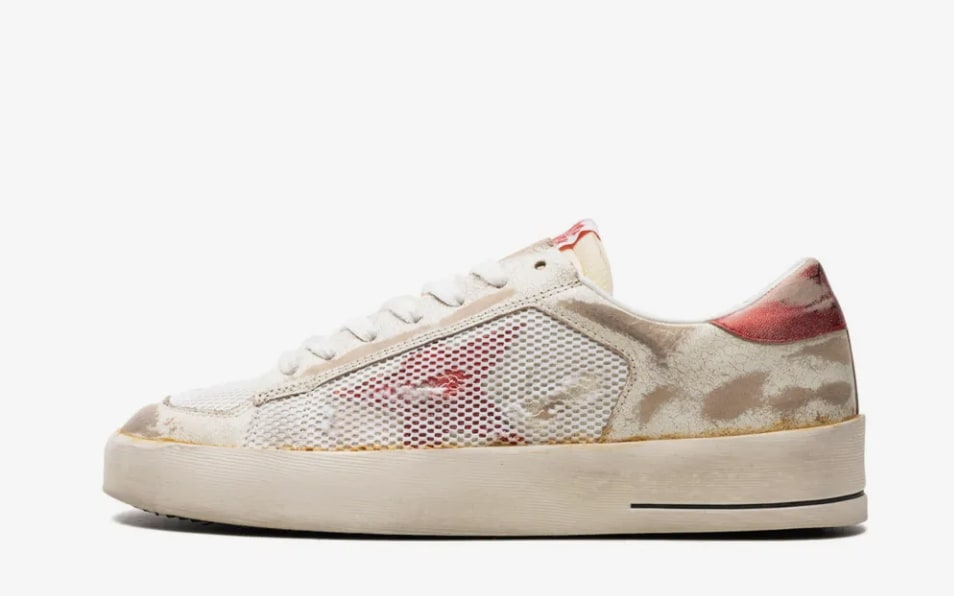 Golden Goose Stardan Laminated Leather White Red