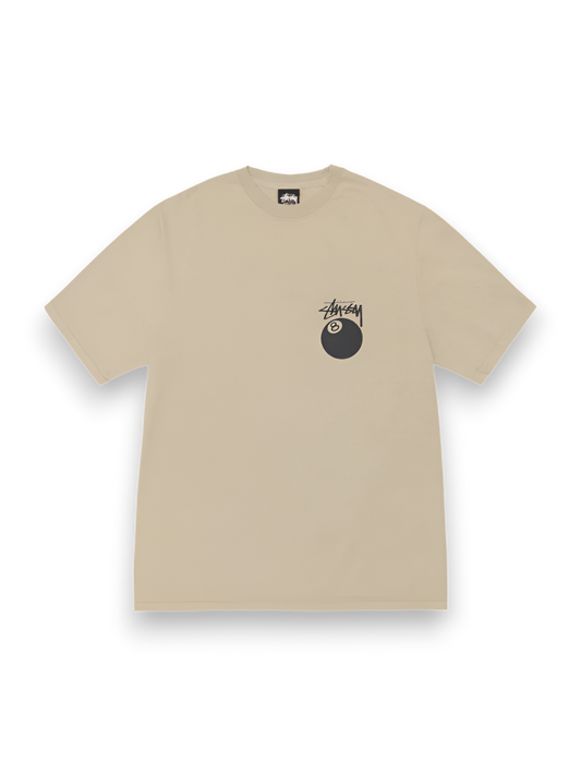 stussy 8 ball poll pigment dyed tee khaki