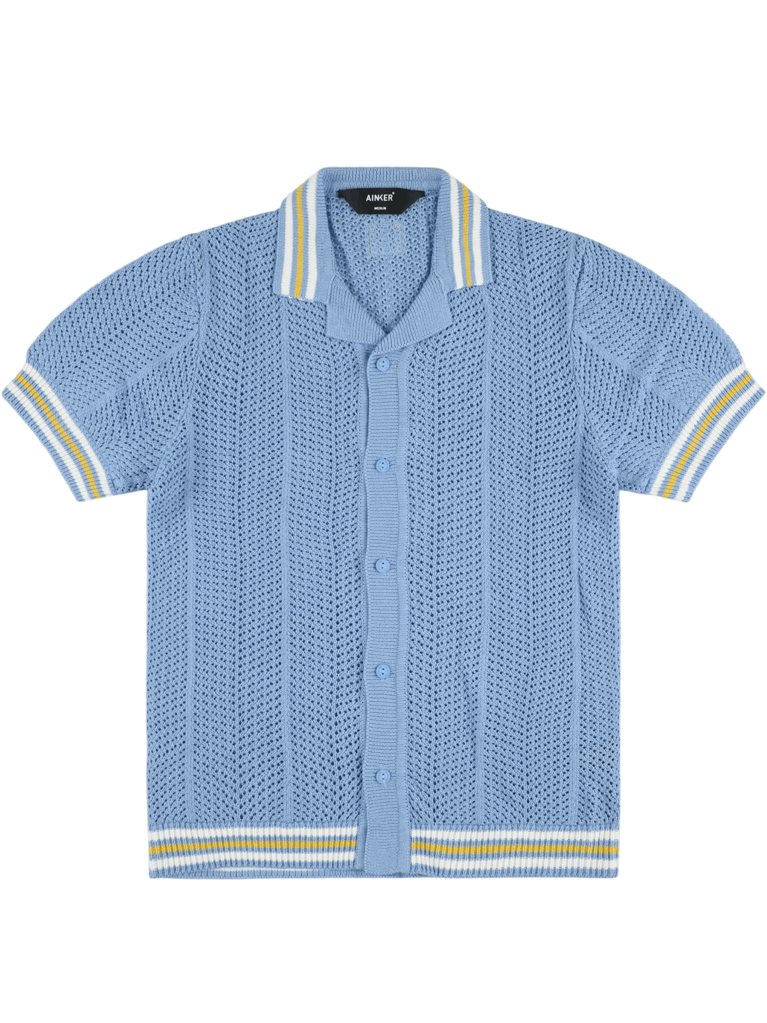 AINKER 802 Blue Knit Button Shirt