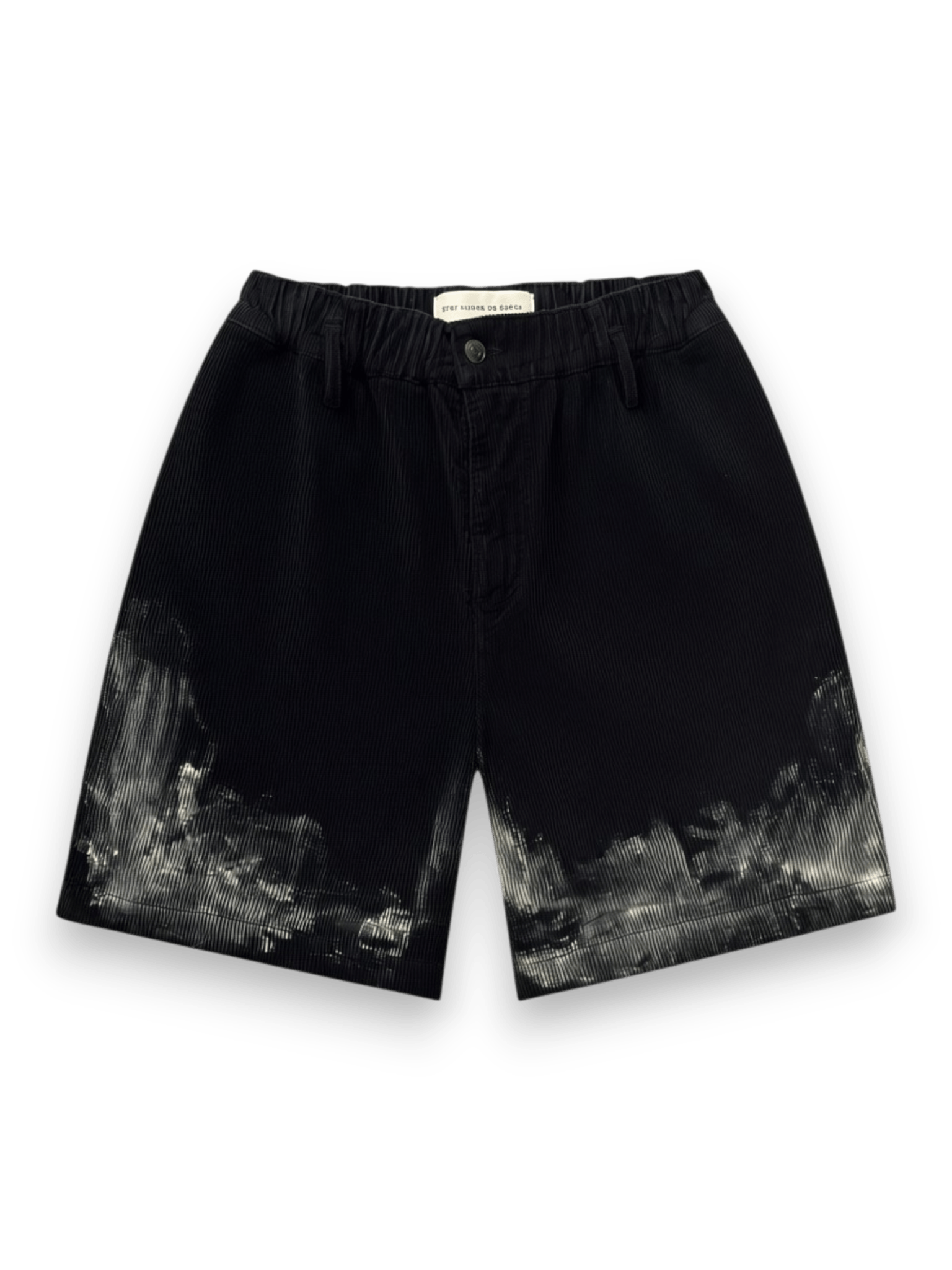STAY HUMAN ON EARTH DIRTY DESTROYED CORDUROY BERMUDA SHORTS BLACK