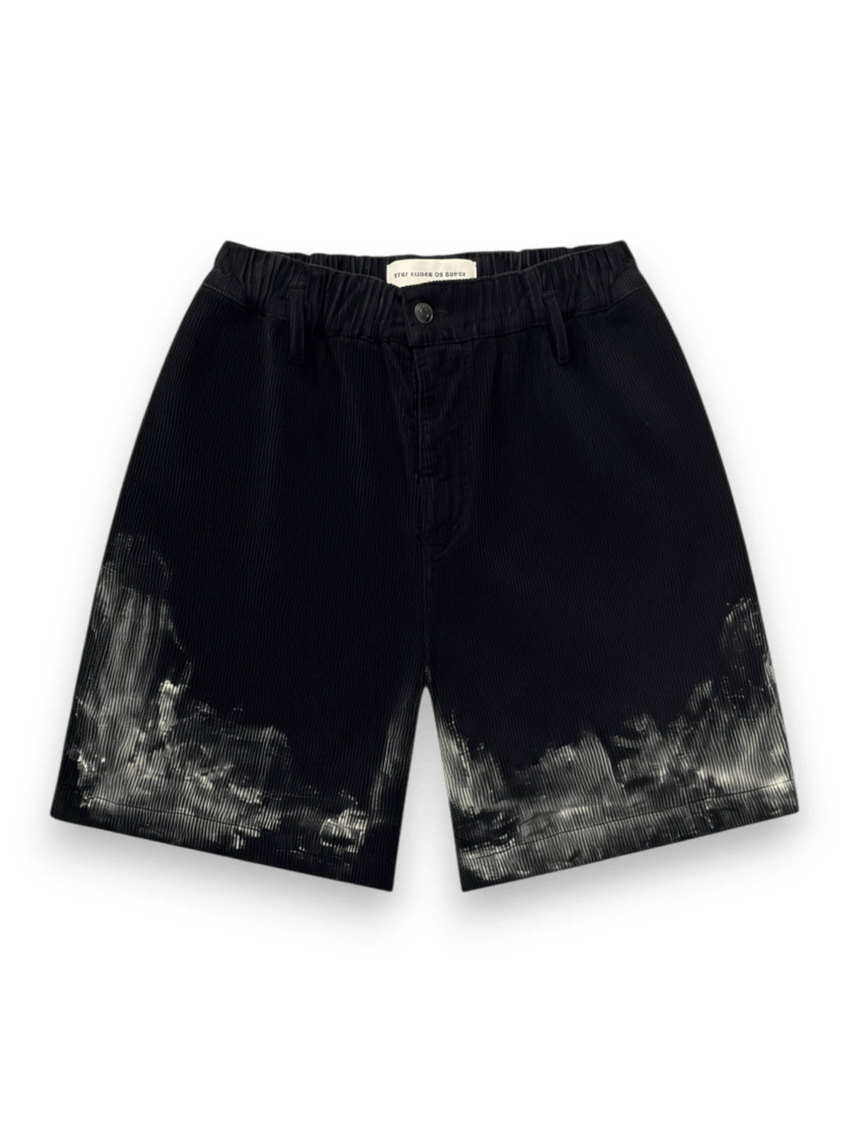 STAY HUMAN ON EARTH DIRTY DESTROYED CORDUROY BERMUDA SHORTS BLACK