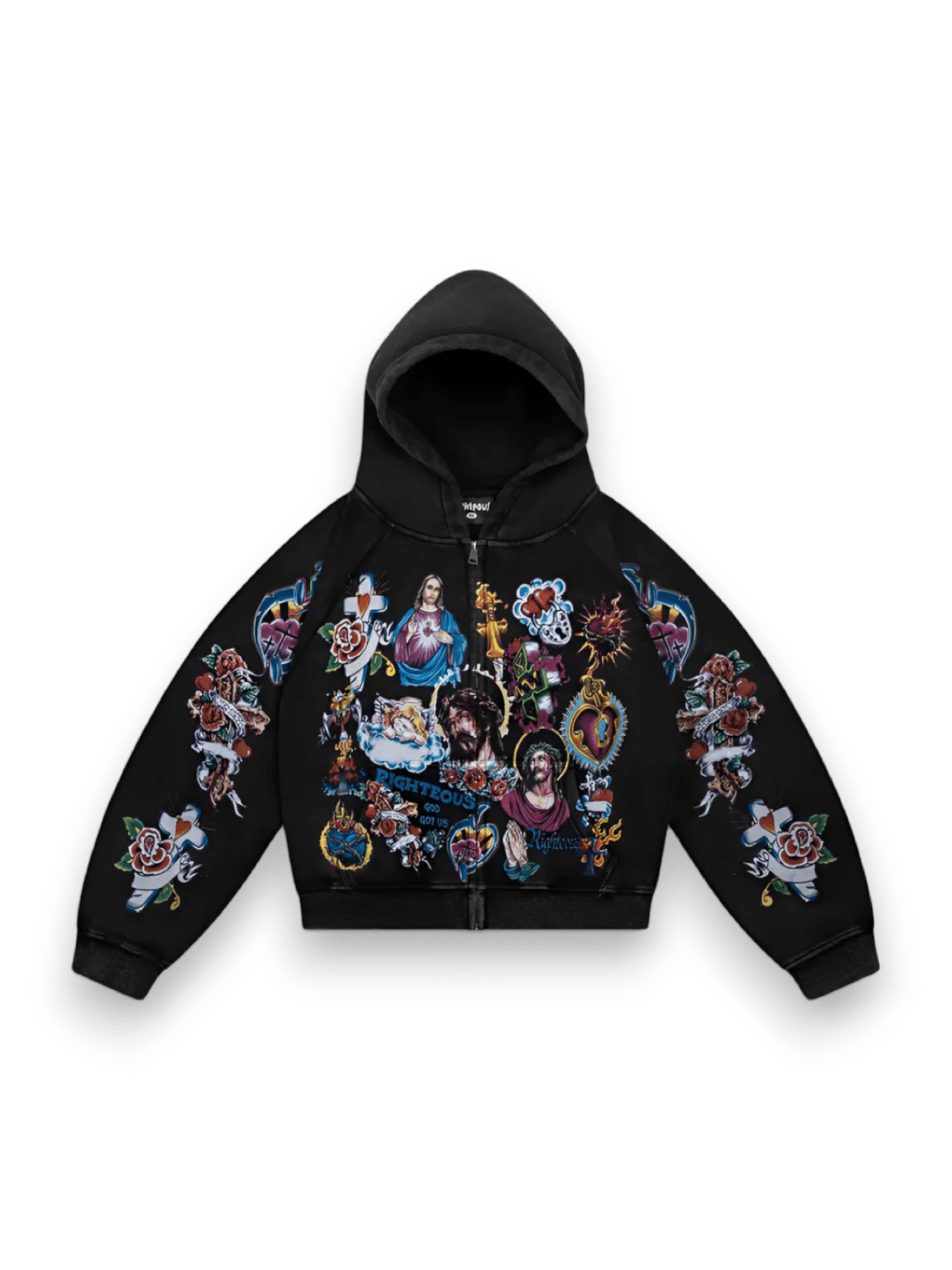Righteous Risen King Zip Up Hoodie, Black