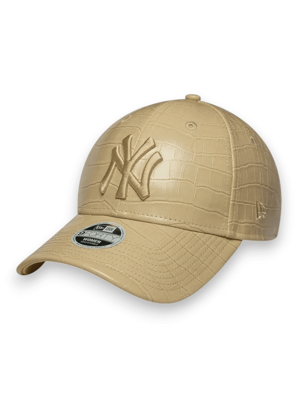New Era Curved Brim Women 9FORTY PU Pattern New York Yankees MLB Beige croc print Adjustable Cap with Beige Logo