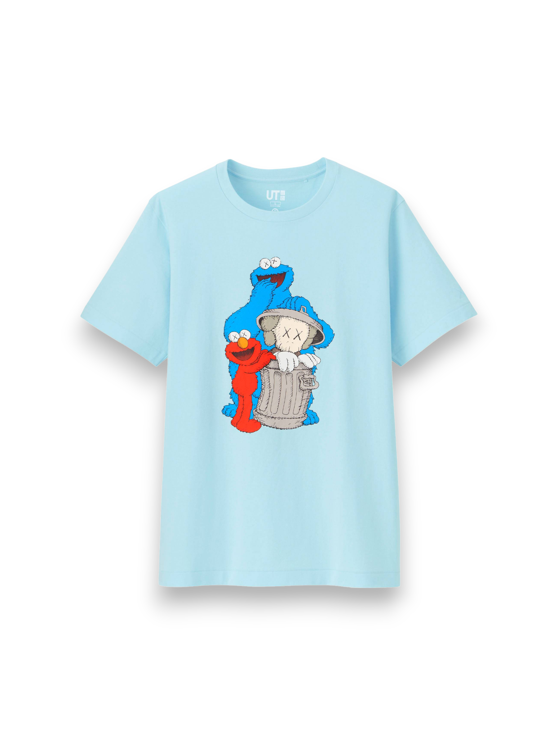 KAWS x Uniqlo x Sesame Street Companion Trash Can Tee (Asia Sizing) Light Blue