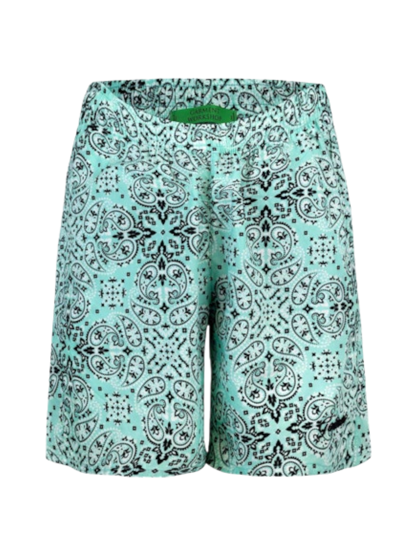 Garment Workshop Cotton Bandana Paisley Summer Shorts Viridian Green