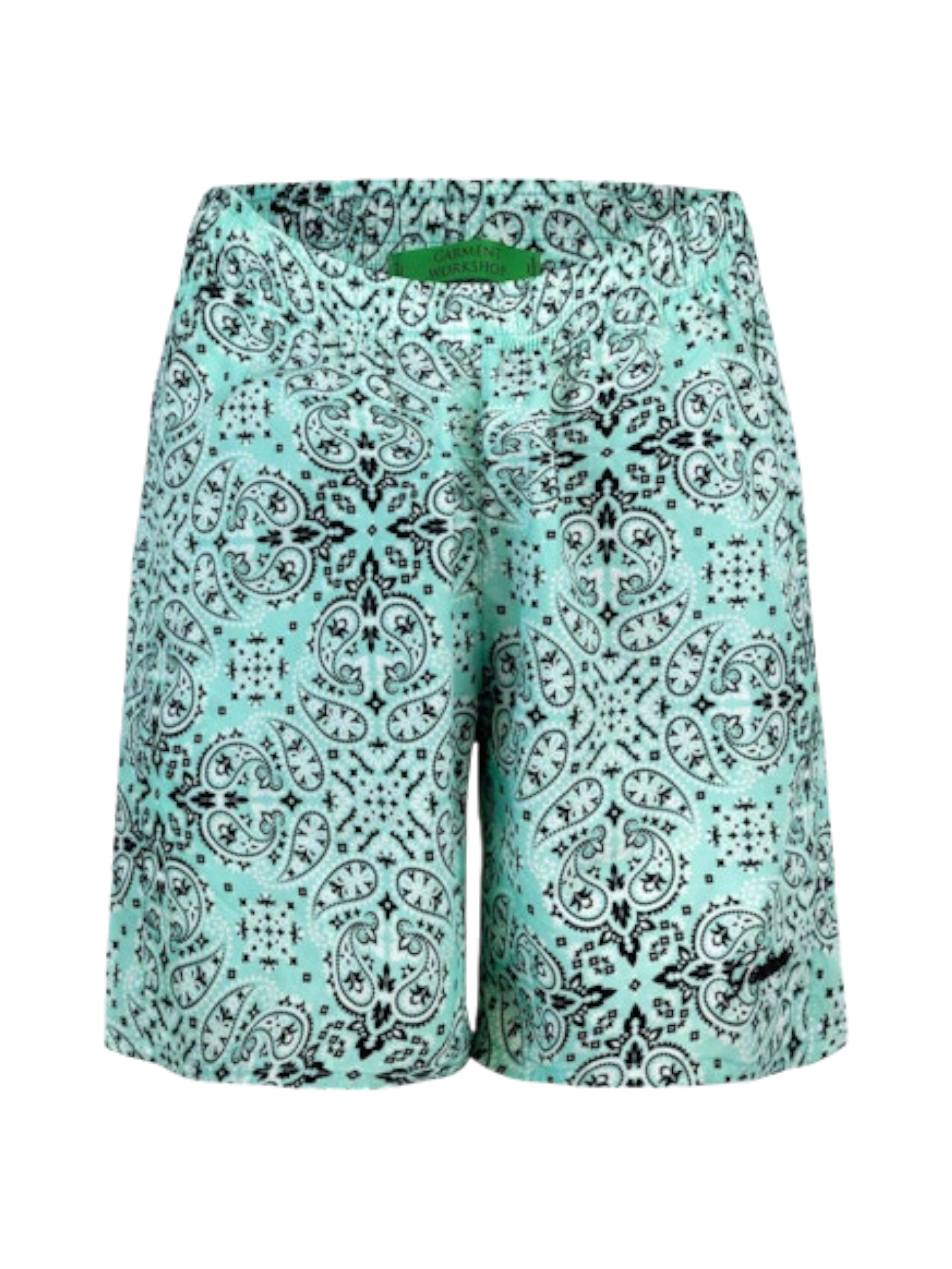 Garment Workshop Cotton Bandana Paisley Summer Shorts Viridian Green