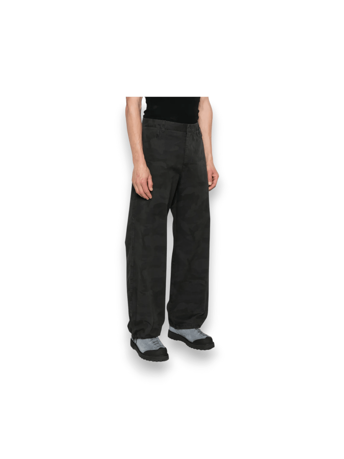 STAY HUMAN ON EARTH RIPSTOP TROUSERS BLACK CAMO