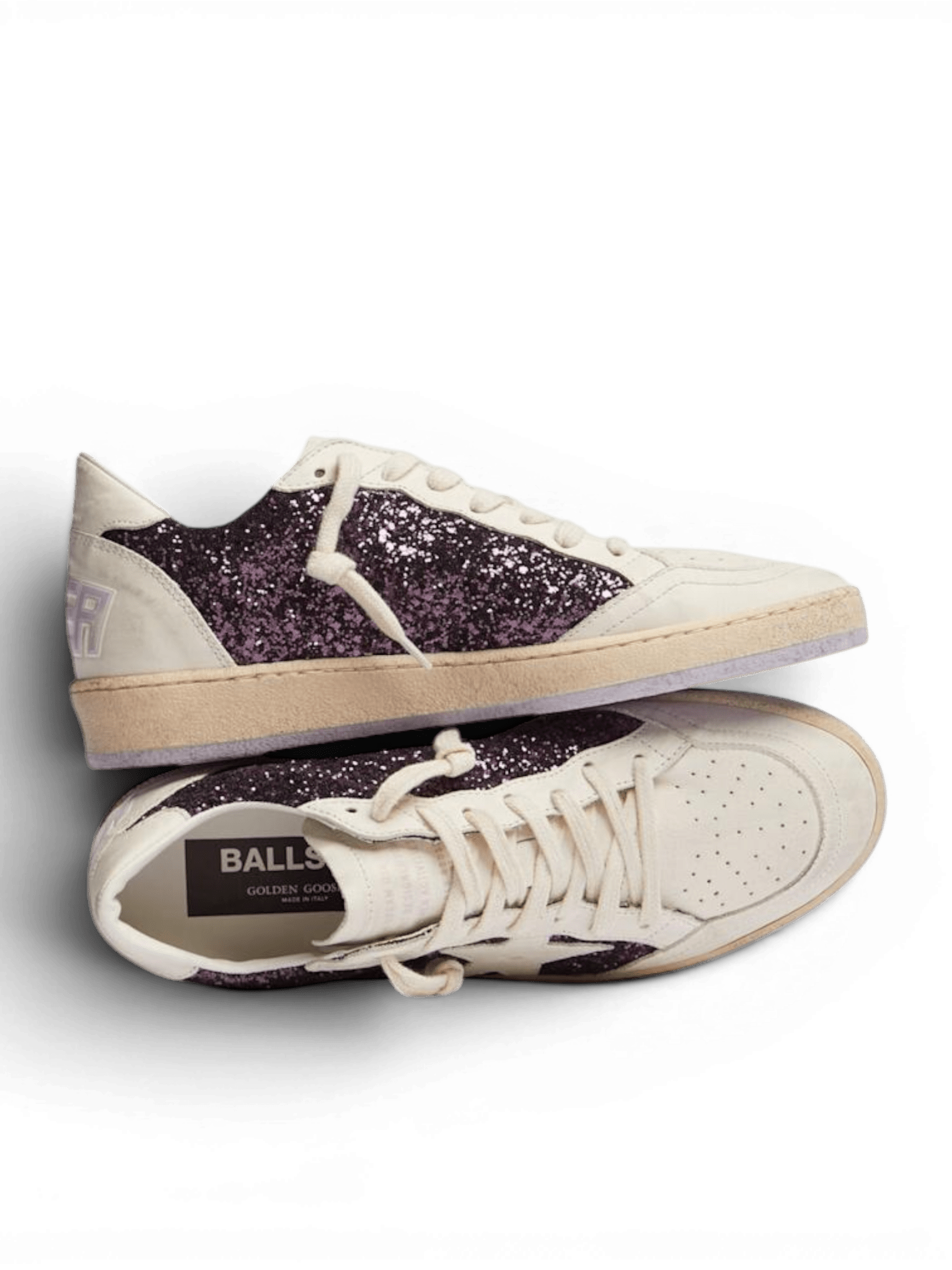 Golden Goose Sneakers Ballstar in pelle e glitter Purple White