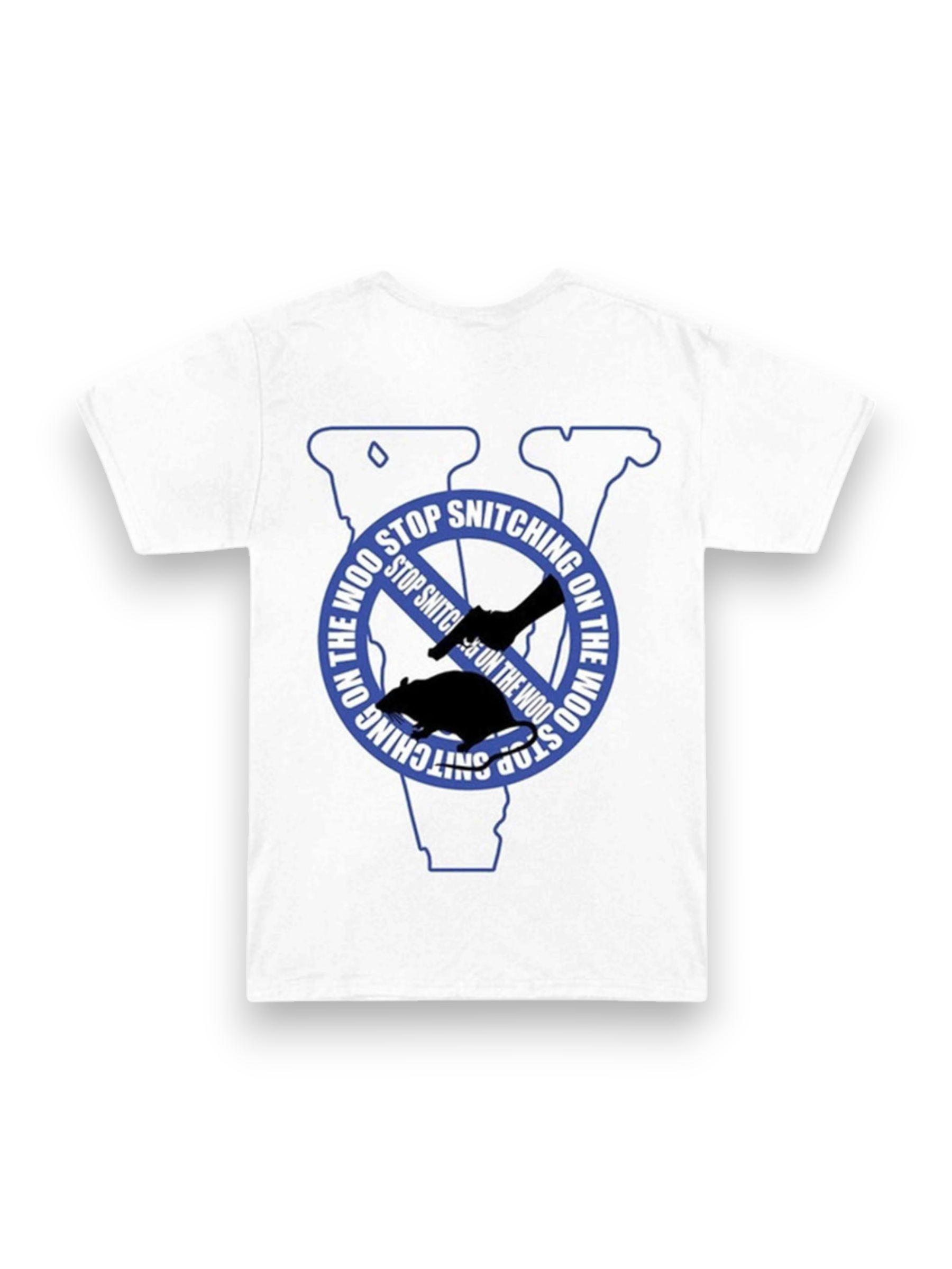 Pop Smoke x Vlone Stop Snitching T-Shirt White/Blue