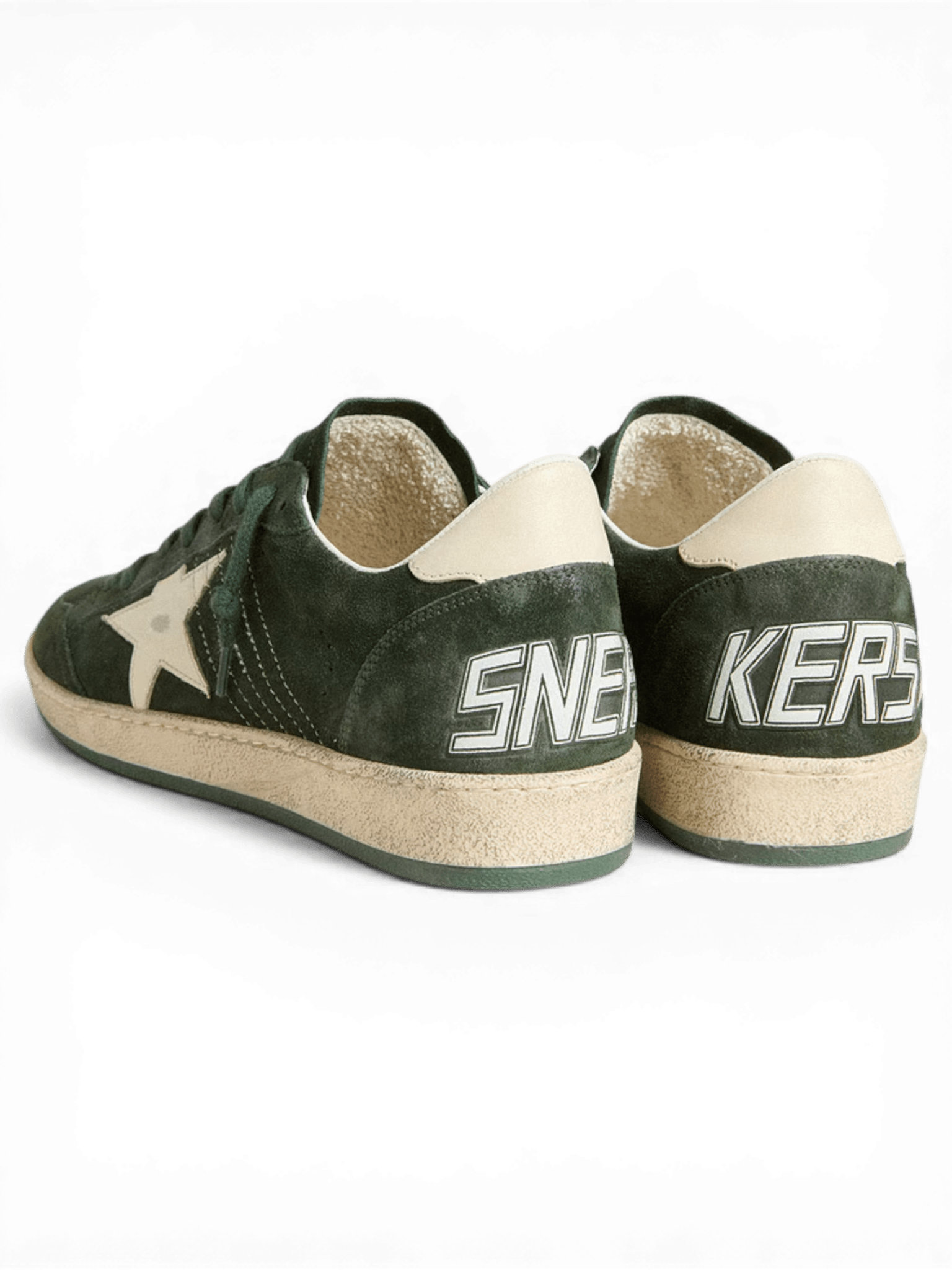 Golden Goose Men's Ball Star Green suede white leather star and heel tab