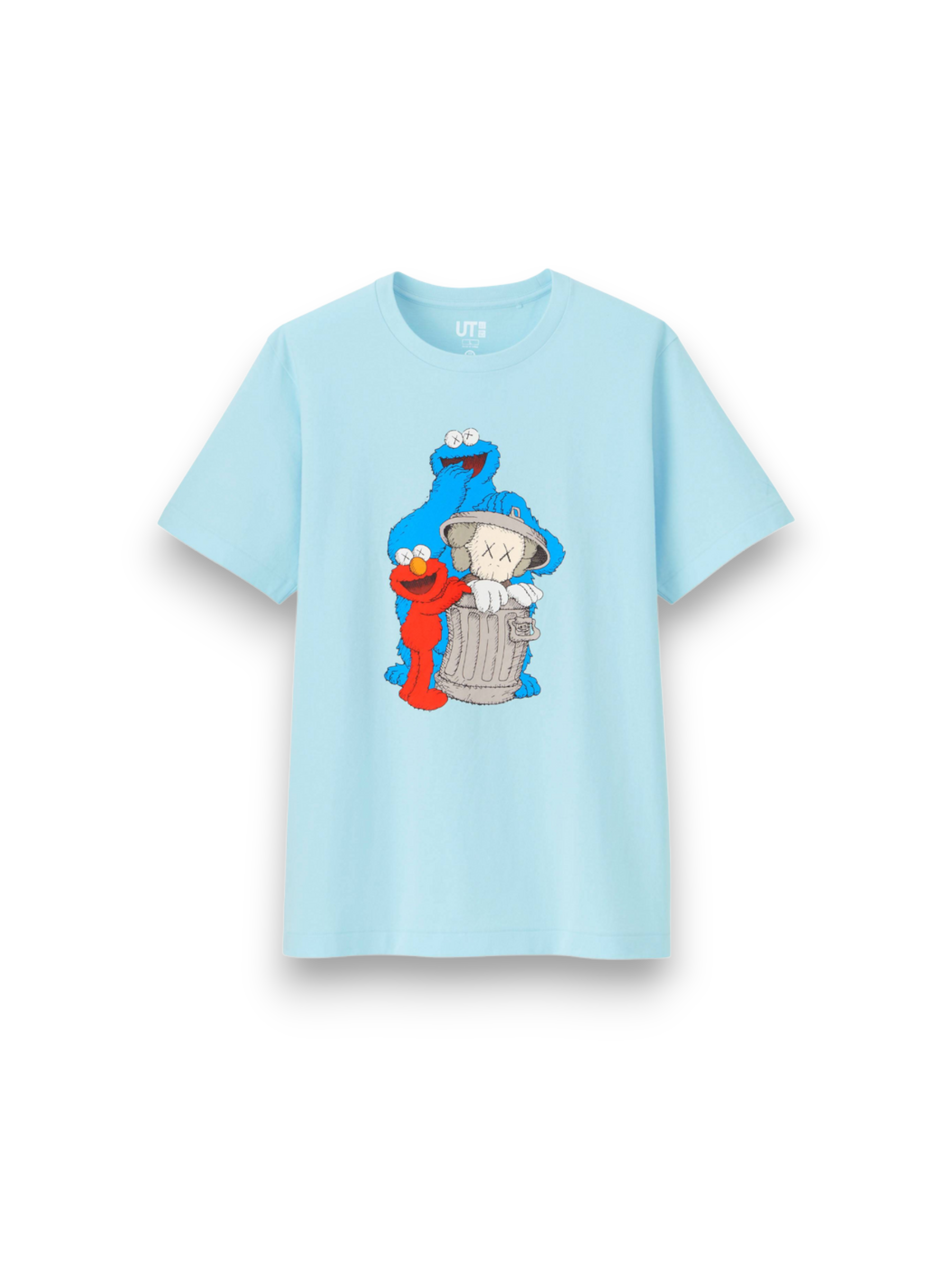 KAWS x Uniqlo x Sesame Street Companion Trash Can Tee (Asia Sizing) Light Blue