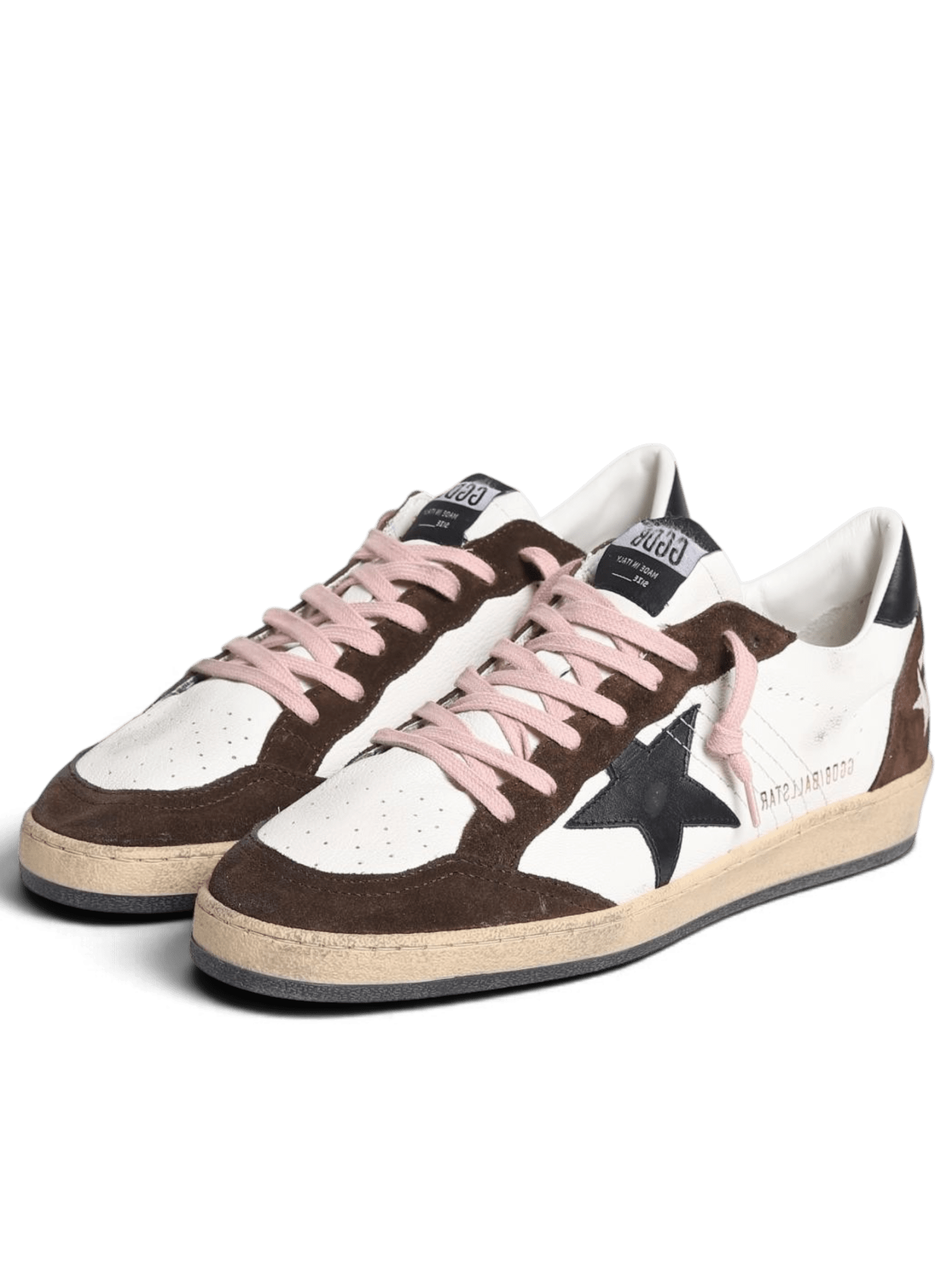 Golden Goose Ball-Star White Brown Pink Laces