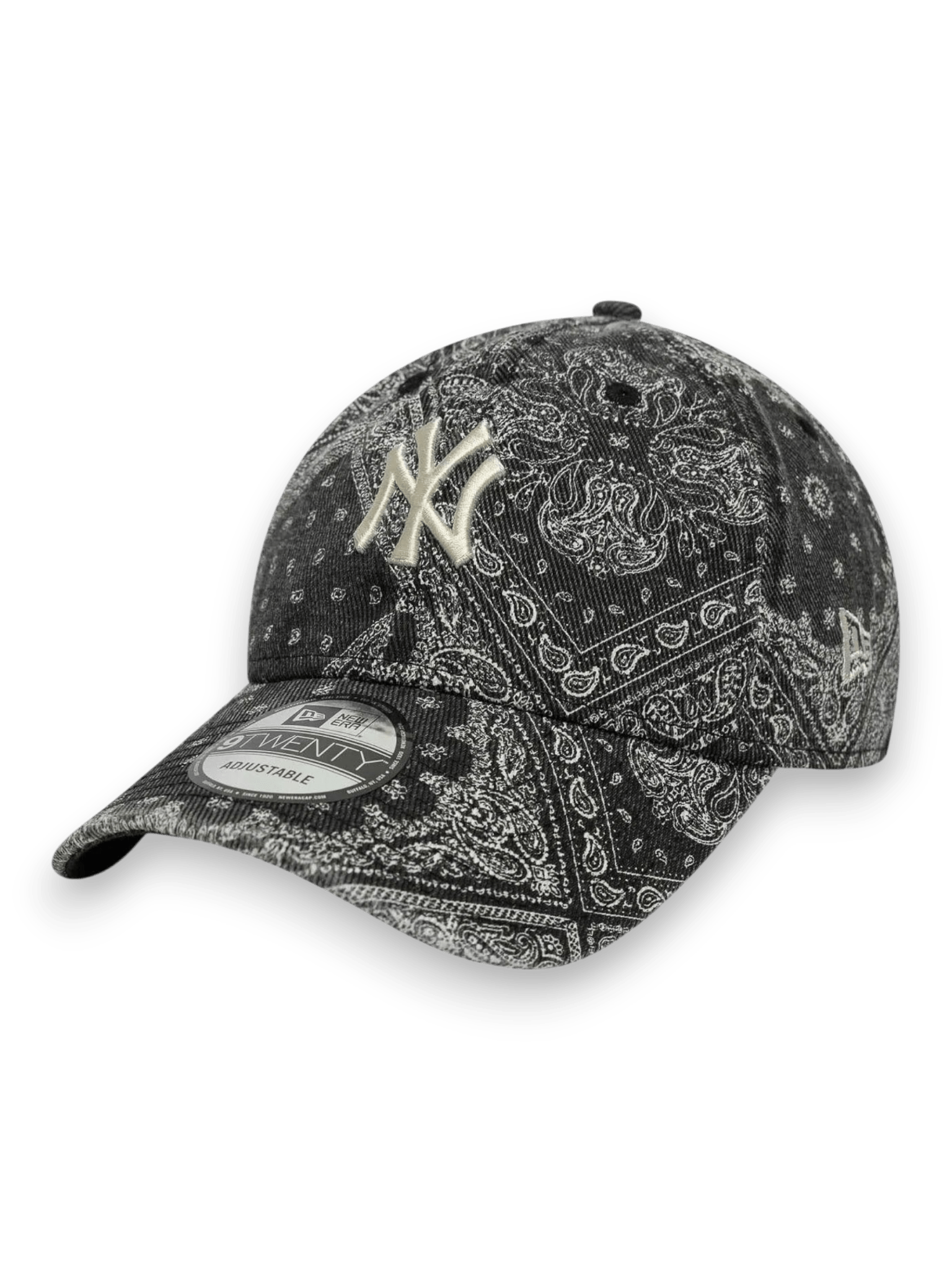 NEW ERA 9TWENTY New York Yankees MLB Washed Paisley Black Denim Cap for Men and Women Regular