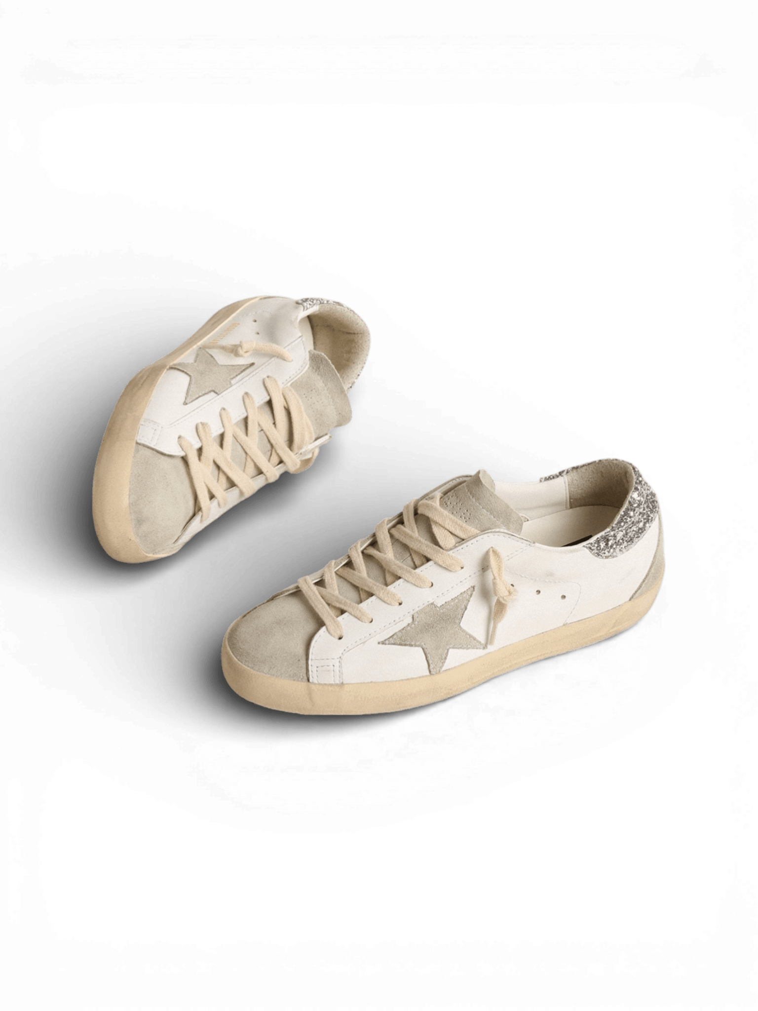 Golden Goose Super-Star White Grey Glitter