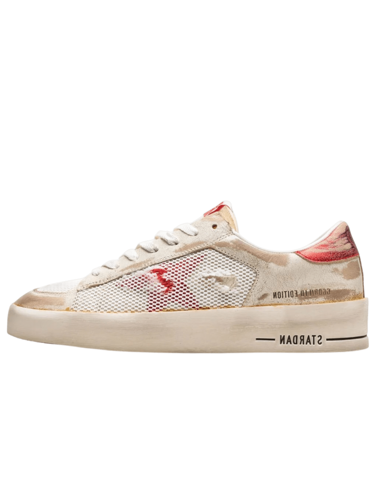 Golden Goose Stardan Laminated Leather White Red