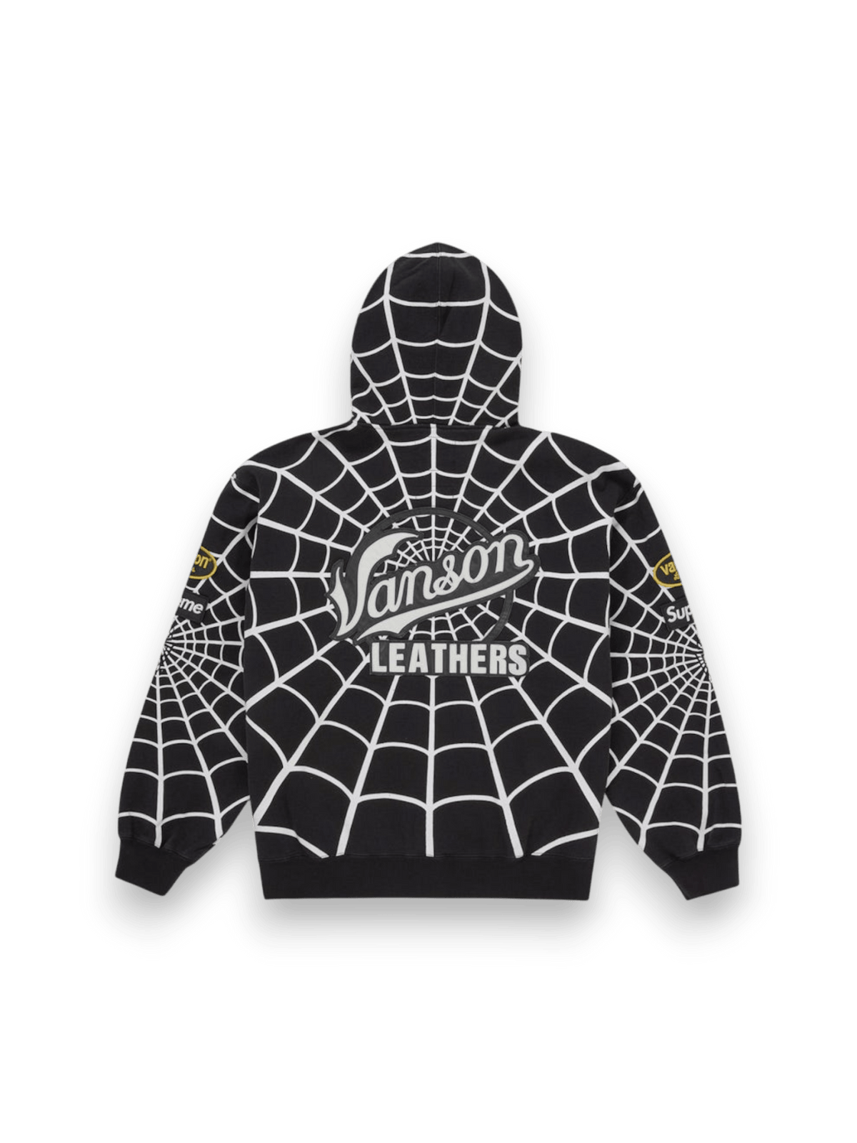 Supreme Vanson Leathers Spider-Man Zip Up Hooded Sweatshirt Black