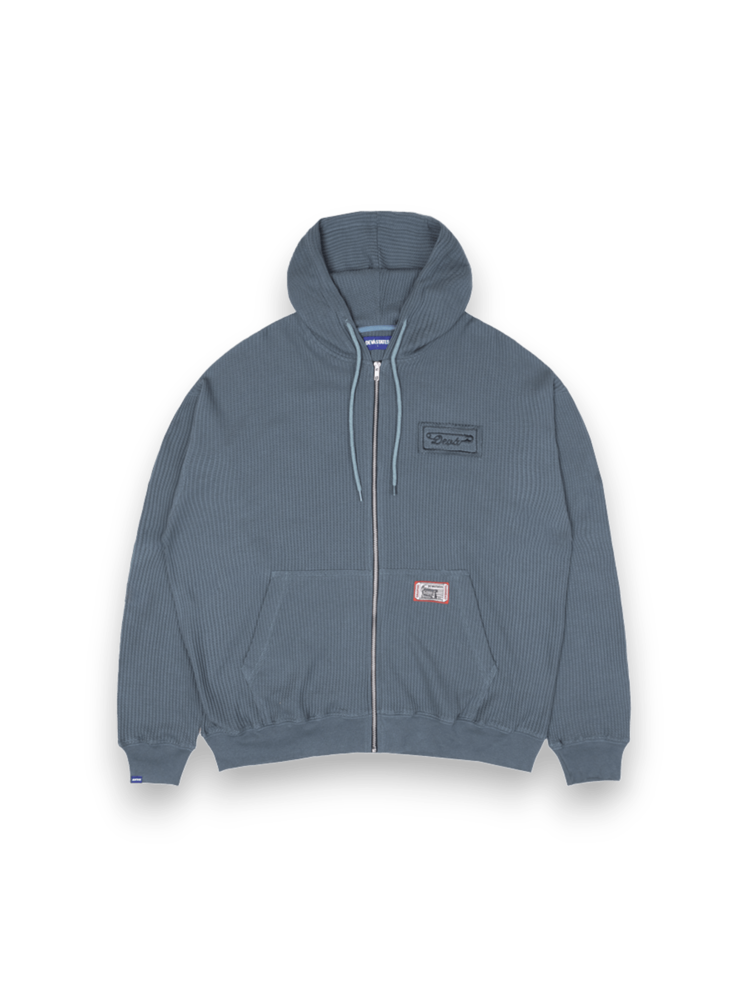 DEVÁ STATES WAFFLE KNIT ZIP-UP HOODIE - CROSS / BLUE
