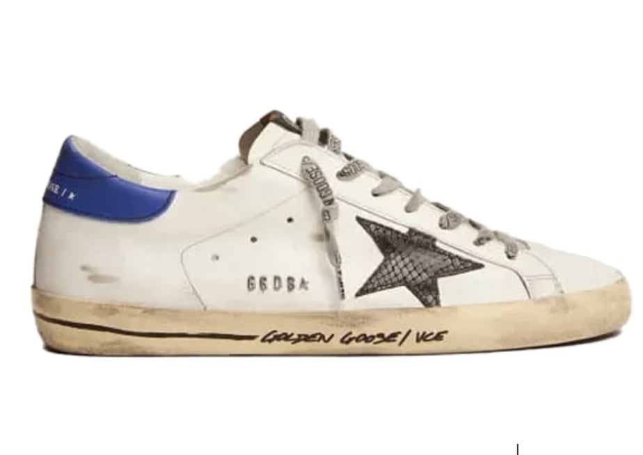 Golden Goose Superstar White Blue Flat