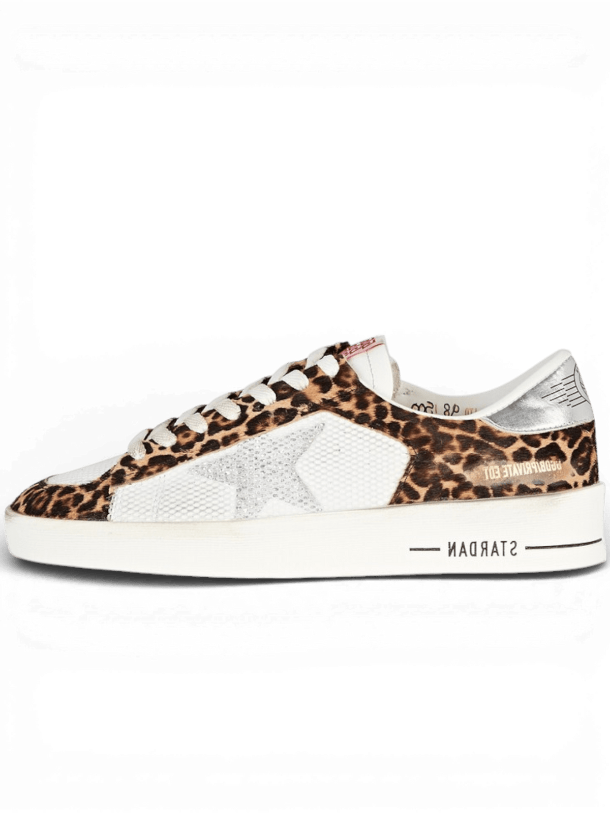 Golden Goose Stardan Woman Sneakers Leopard Silver Heel