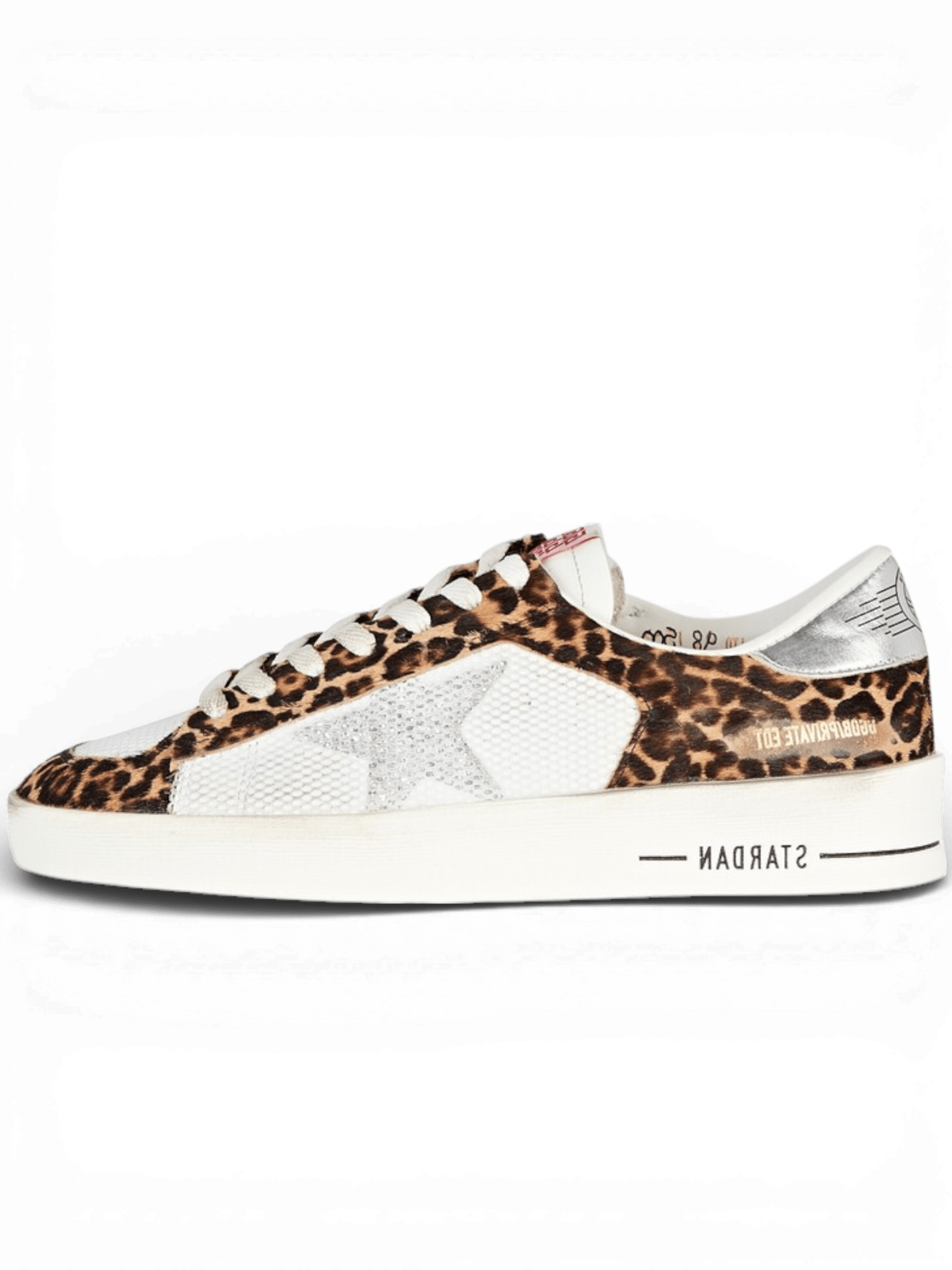 Golden Goose Stardan Woman Sneakers Leopard Silver Heel