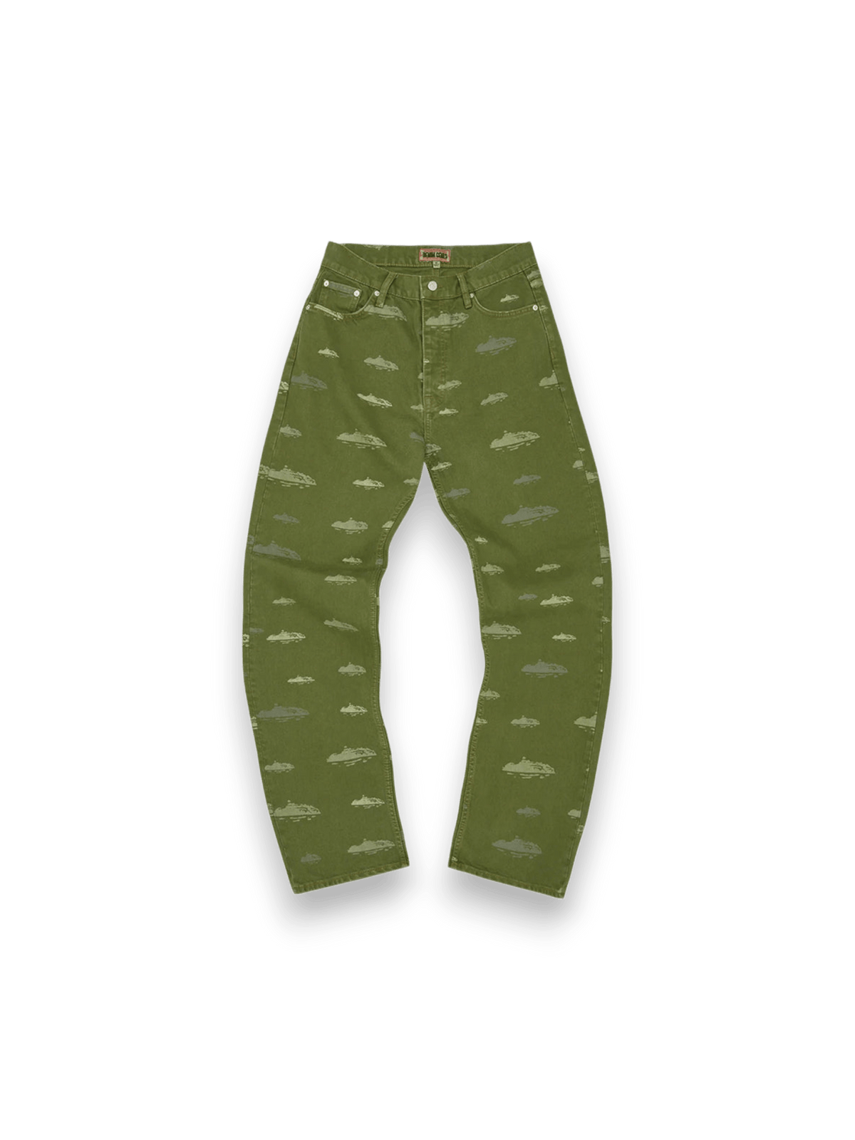 Corteiz Alcatraz Pattern Denim Jeans Khaki