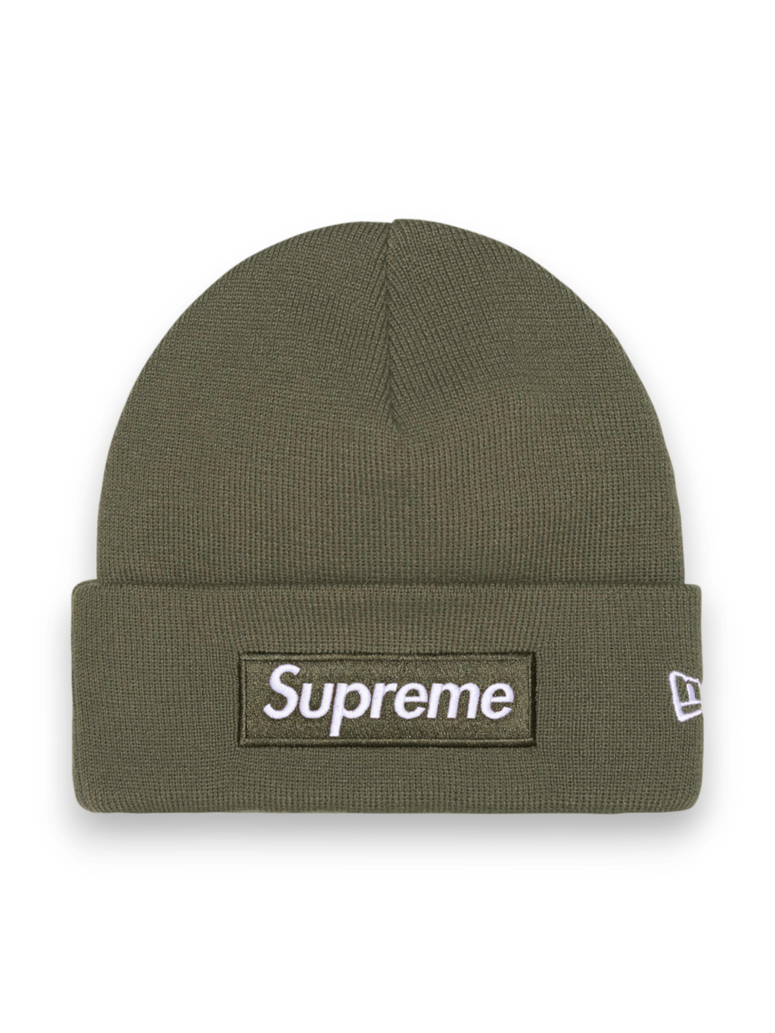 New Era Supreme Box Logo Beanie Olive New Era Supreme Box Logo Beanie Olive
