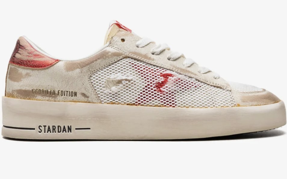 Golden Goose Stardan Laminated Leather White Red