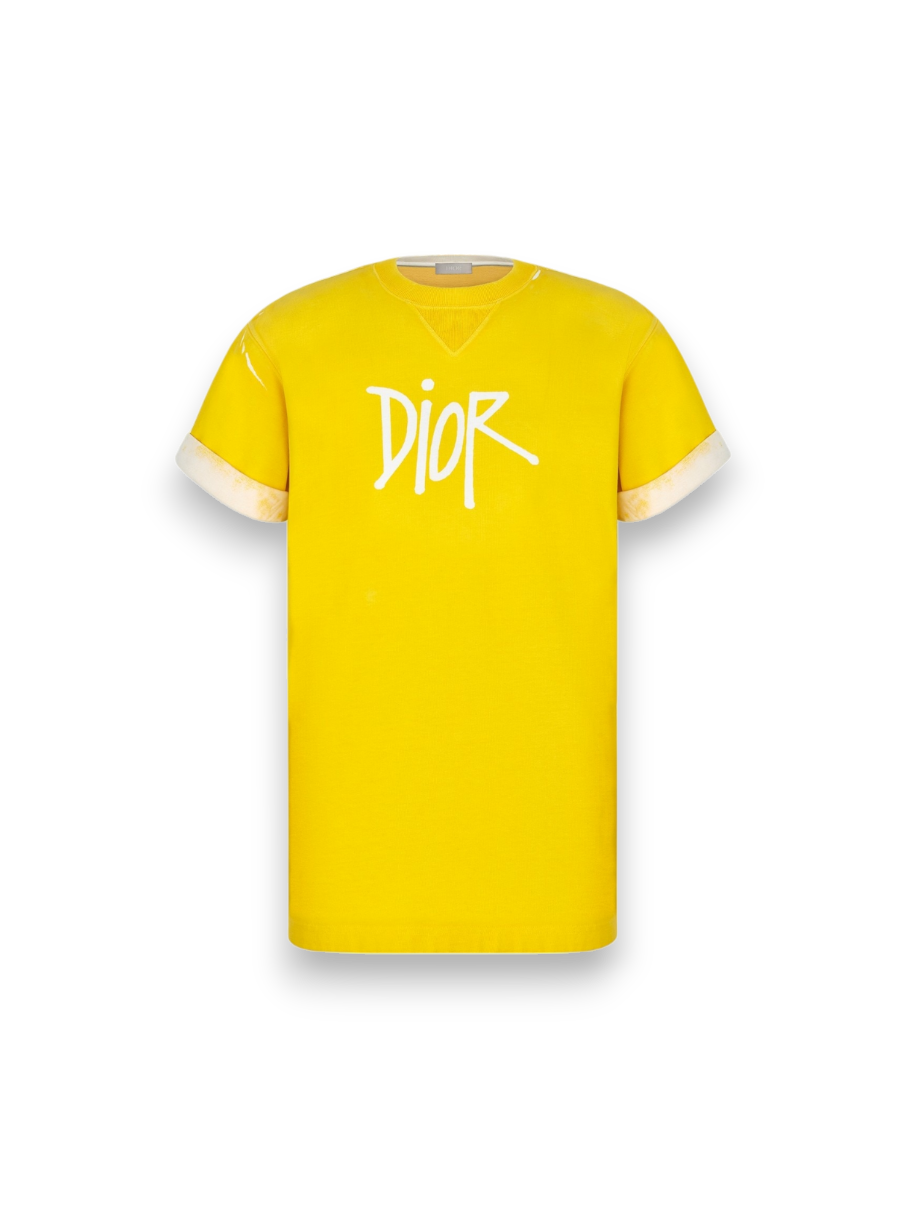 Dior And Shawn Oversized Logo T-shirt Yellow