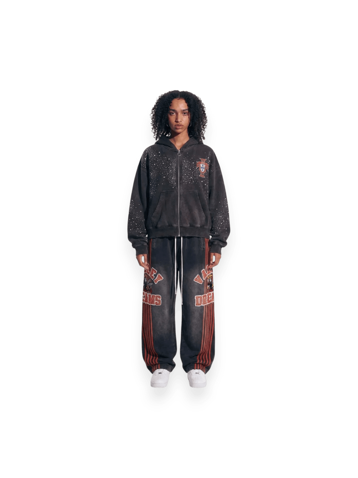 Vale Pluto Clustered Zip-Up Hoodie Black