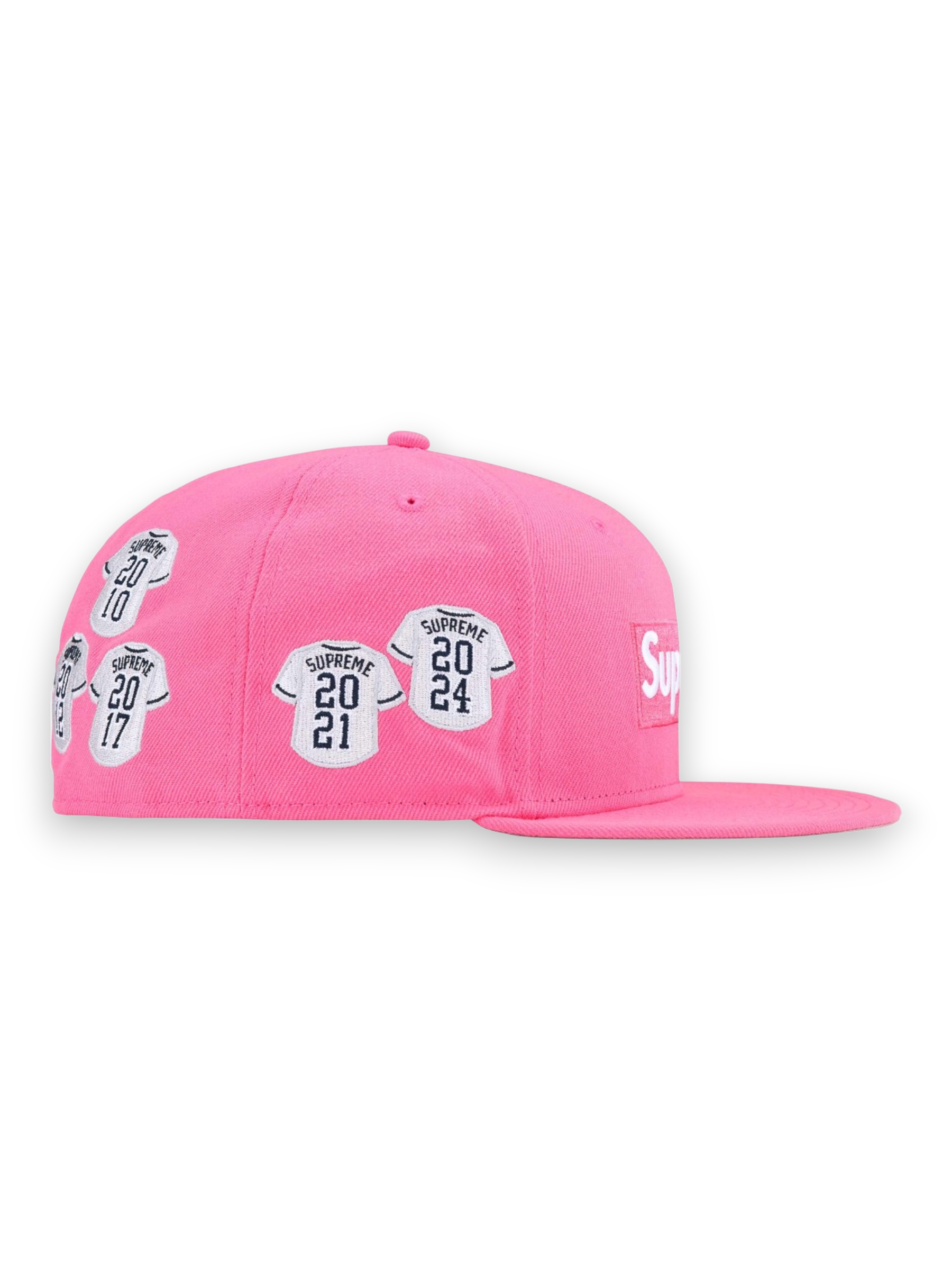 Supreme Jerseys Box Logo New Era Fitted Hat Pink