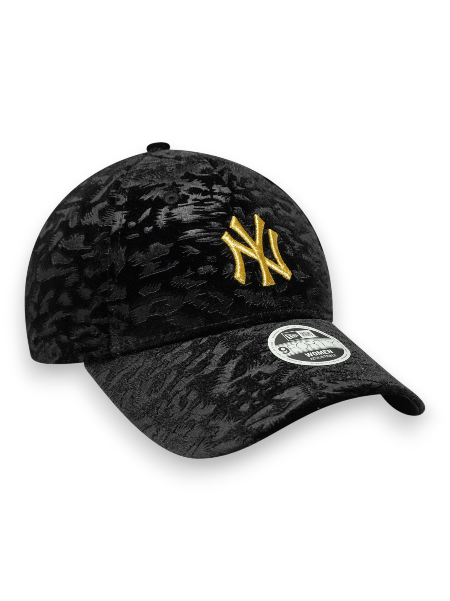 New York Yankees Womens MLB Leo Velour Black 9FORTY Adjustable Cap