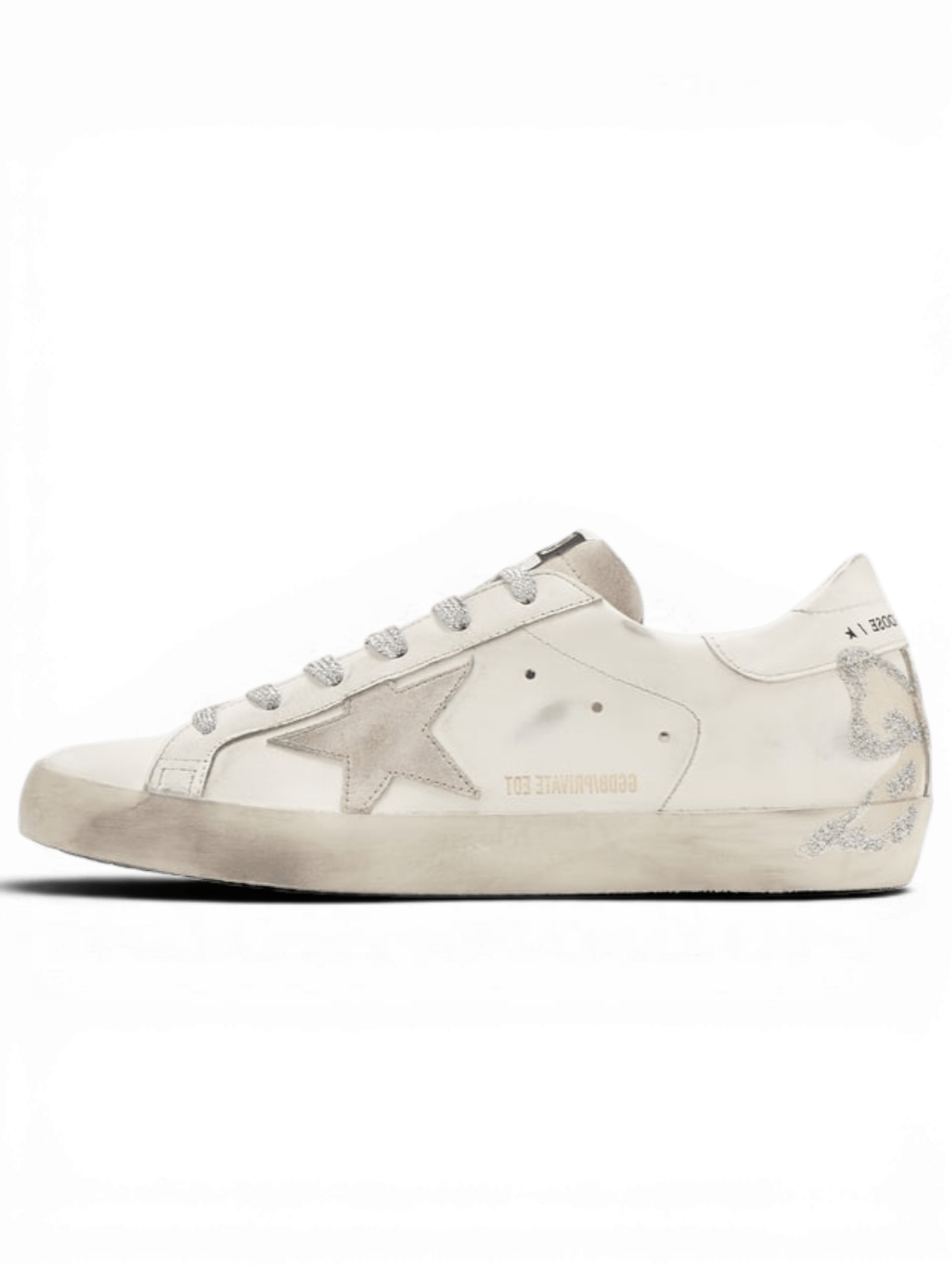 Golden Goose Super-Star White With Laminated Print