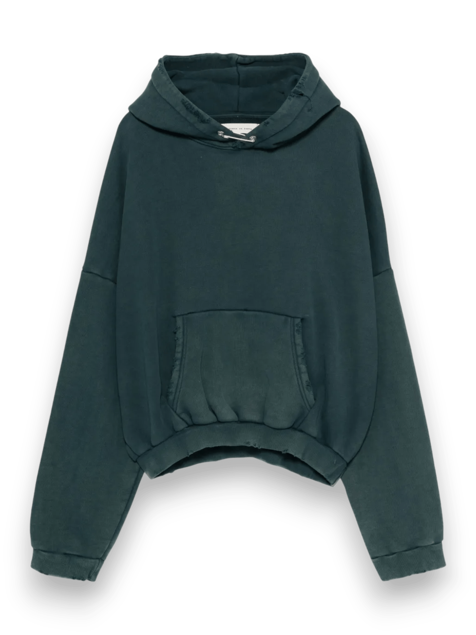 RIPPED RELAXED HOODIE NAVY GREEN SUN BLEACHED
