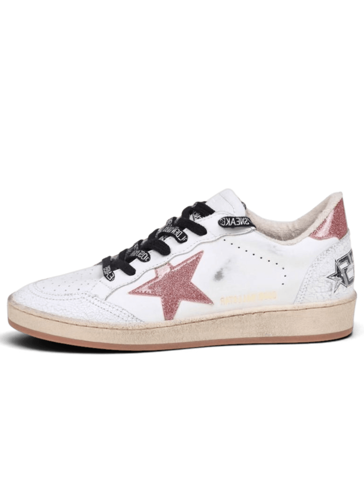 Golden Goose Ball Star Leather Upper Crack leather Toe and Spur Glitter Star And Hell Pink