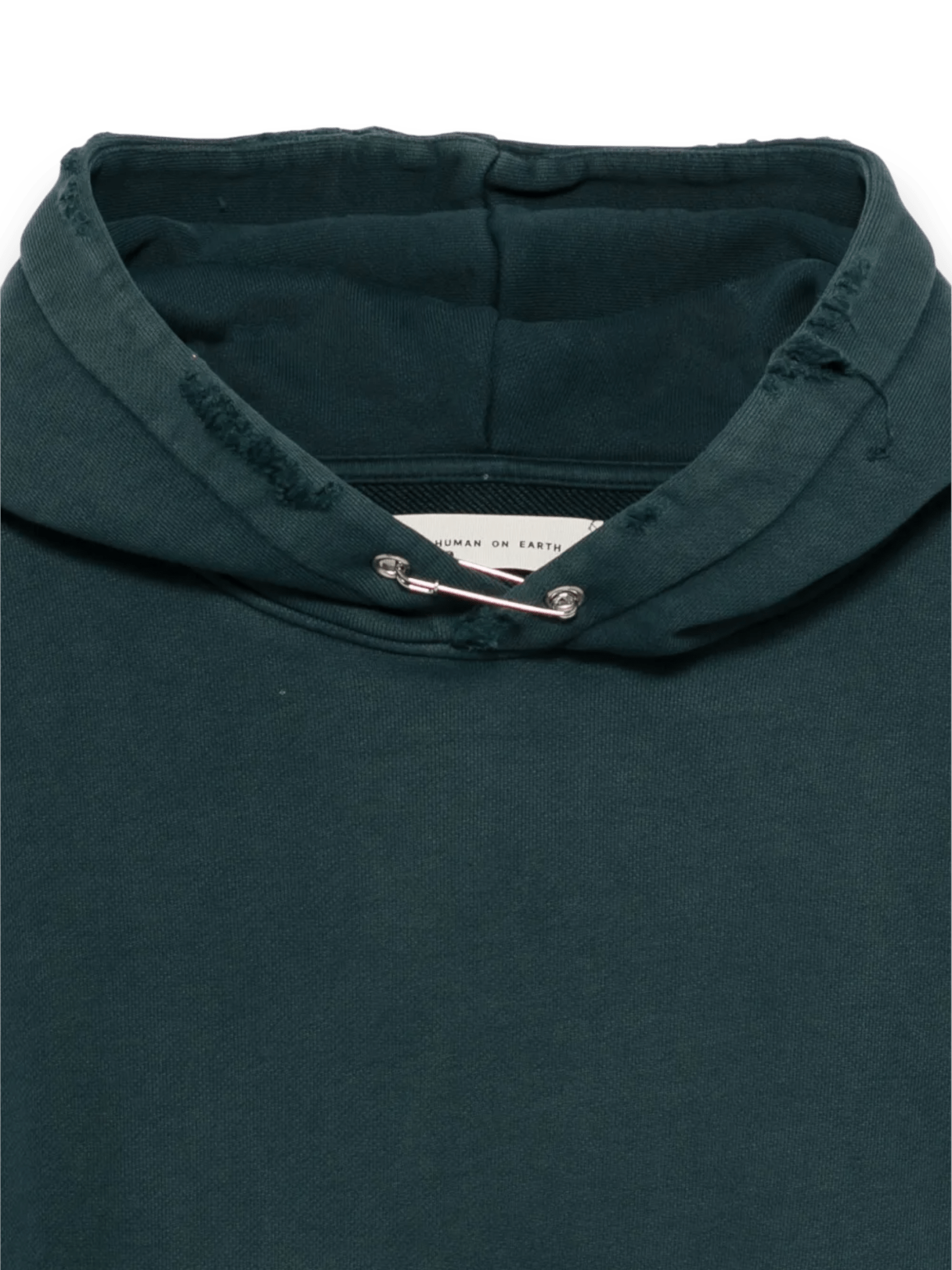 RIPPED RELAXED HOODIE NAVY GREEN SUN BLEACHED