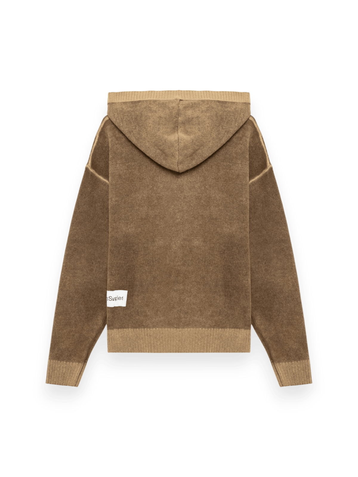 Amish Hood zip Unisex Wool Printed Taupe/Dark Brown