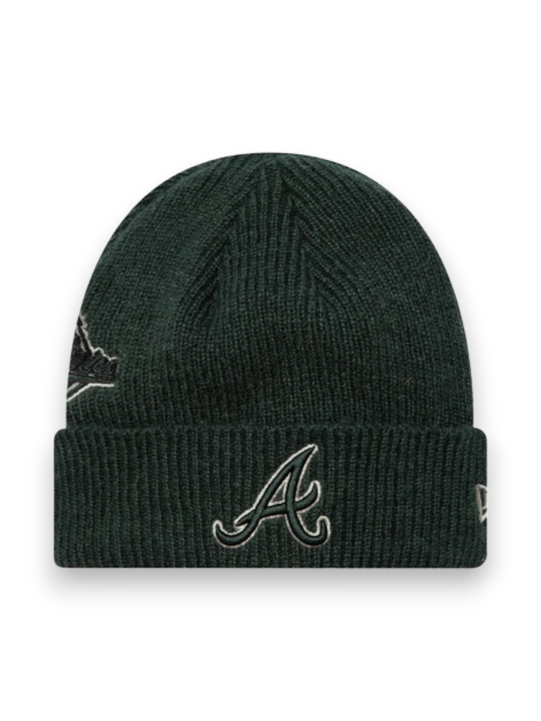 New Era Atlanta Braves World Series Patch Dark Green Cuff Knit Beanie Hat