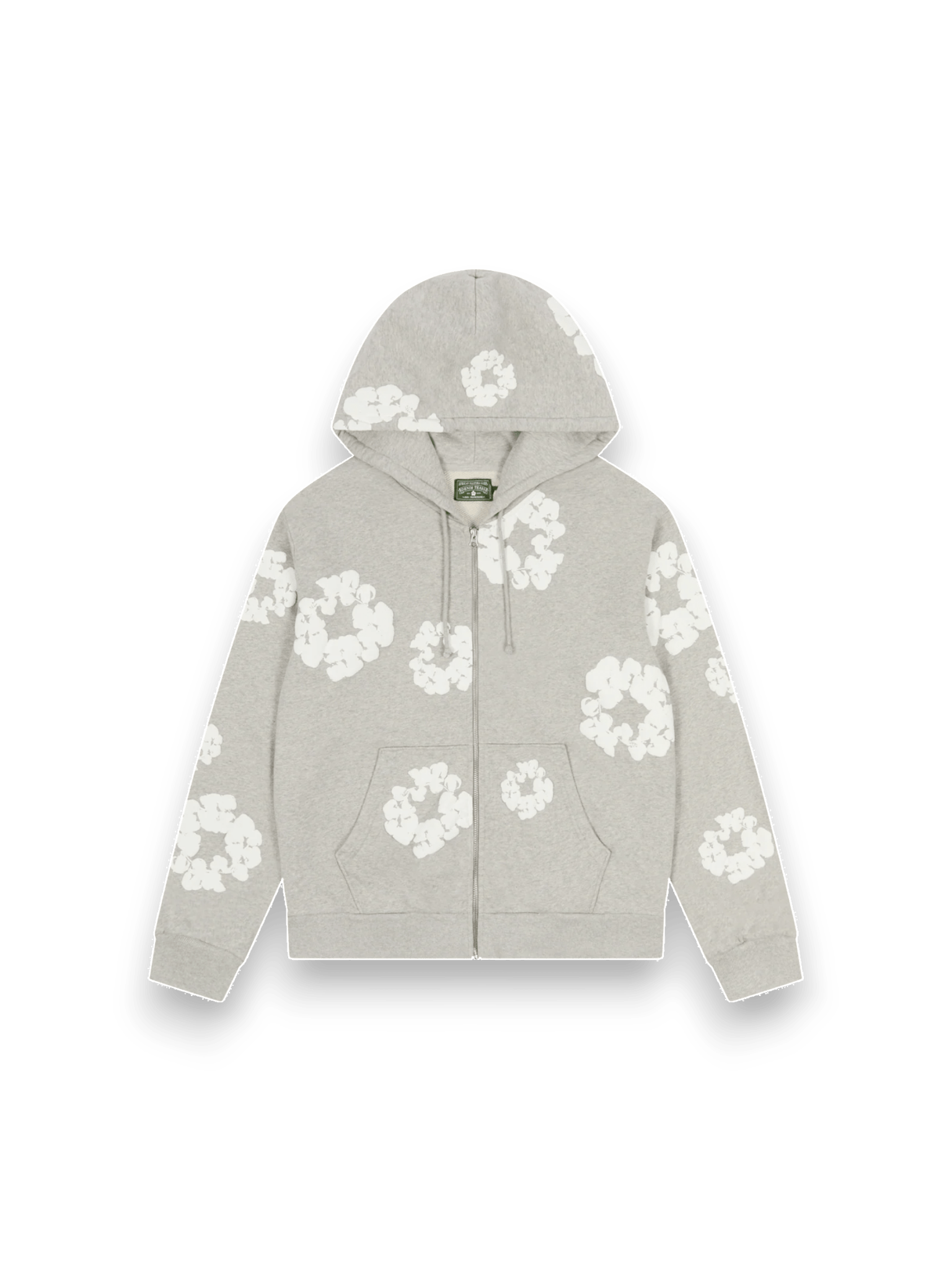 denim tears cotton wreath zip hoodie grey