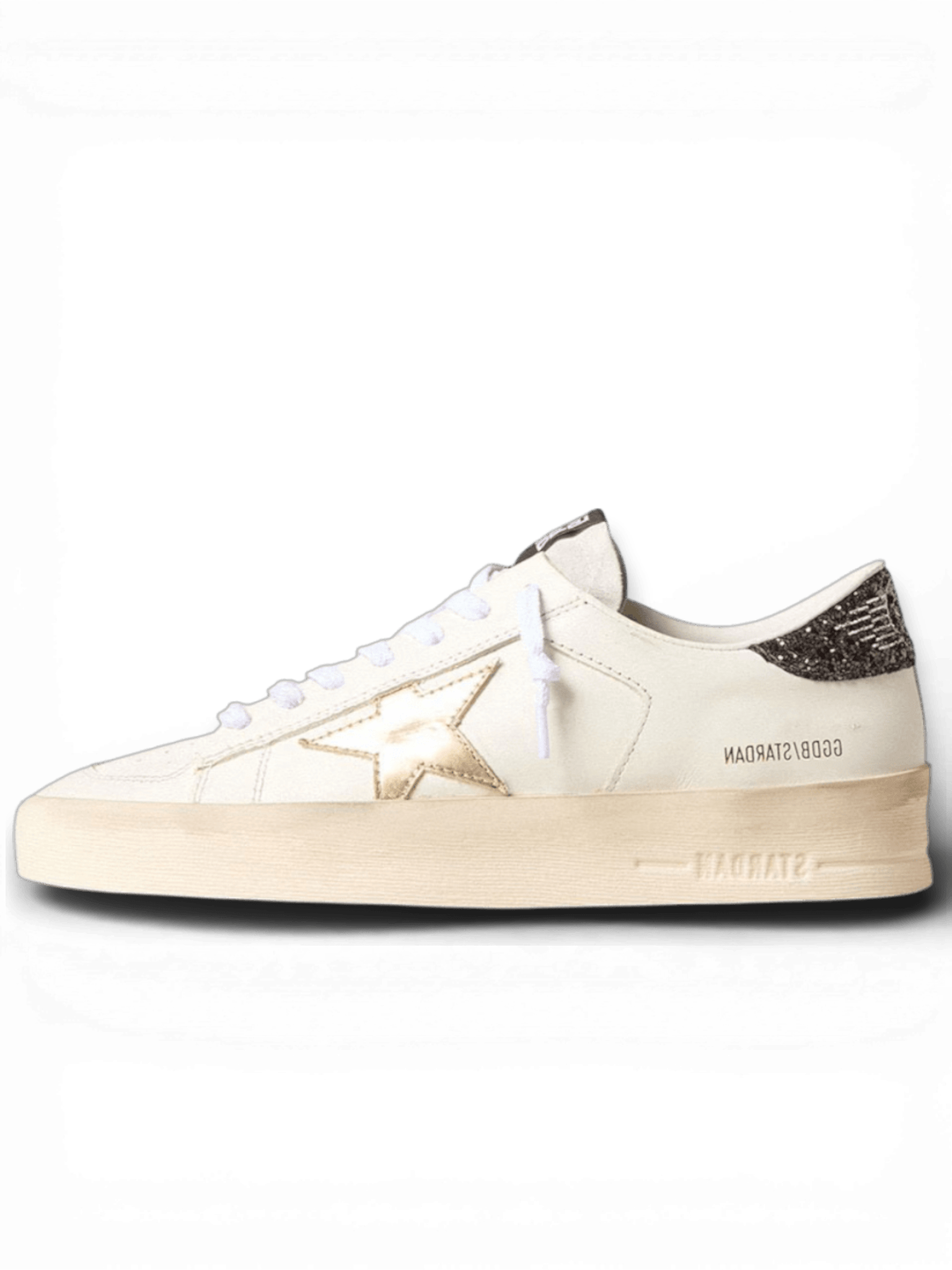 Golden Goose Stardan White and Gold Cow Leather Sneakers