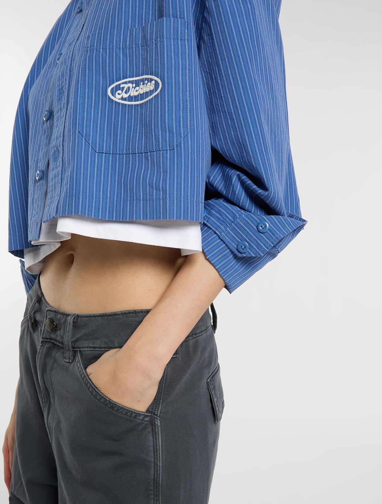 Dickies Shalimar Cropped Shirt Dutch Blue