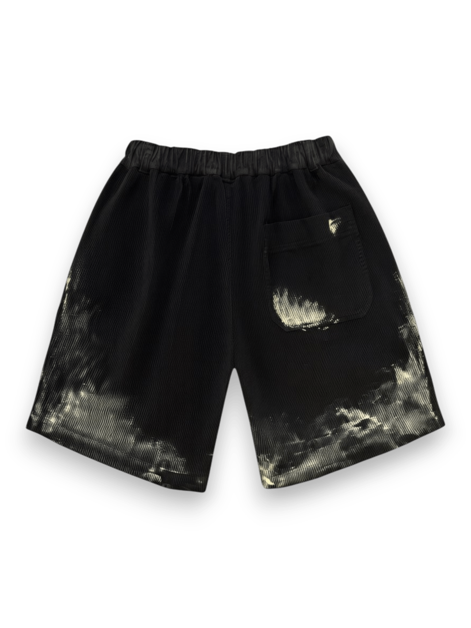 STAY HUMAN ON EARTH DIRTY DESTROYED CORDUROY BERMUDA SHORTS BLACK
