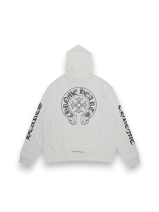 chromehearts cross monogram hoodie white